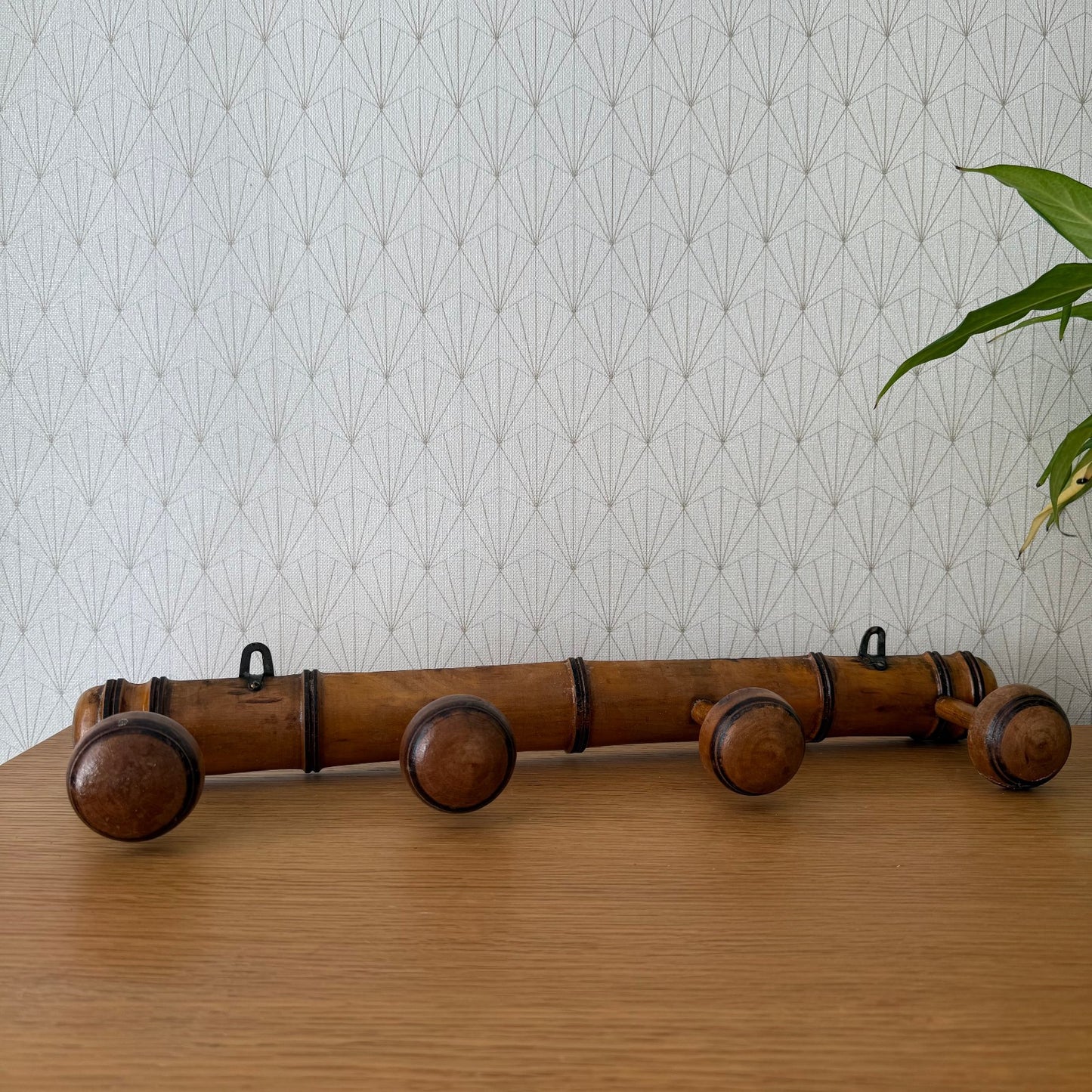 Antique Wooden French Coat Hook Hat 4 Pegs Hanger Faux Bamboo rack 0307256 Unbranded