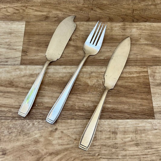 vintage french 3 pieces serving SILVER PLATE FLATWARE  ERCUIS FRANCE 2305226 - Fleamarketfrance