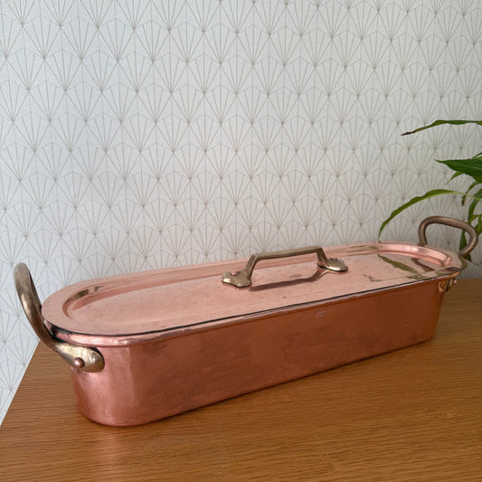 French Copper Fish Kettle Poacher Villedieu Brass Handles Vintage 1209254 Fleamarketfrance : French vintage and antique decor