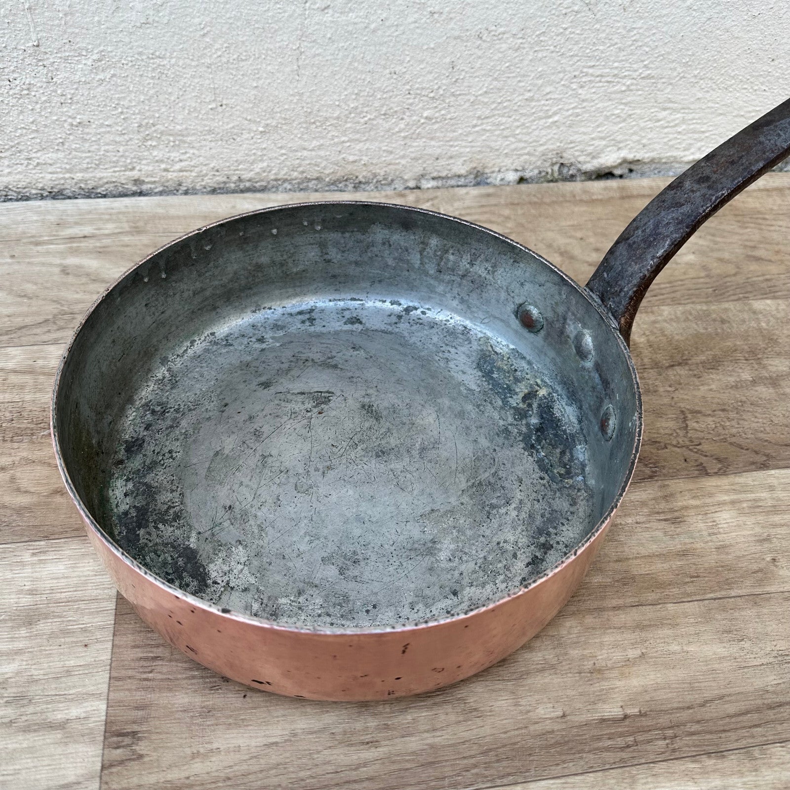French Copper Sauteuse Pan 24cm Tin Lined Professional Vintage 2mm 0712233 Unbranded