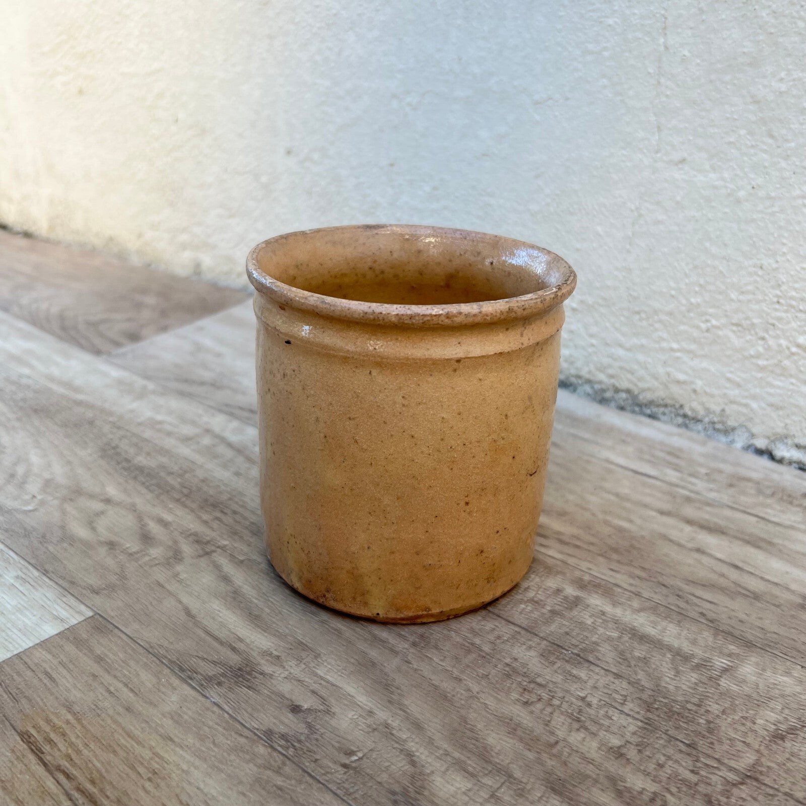 HANDMADE GLAZED YELLOW ANTIQUE FRENCH CONFIT JAM POT TERRACOTTA 2905245 Unmarked