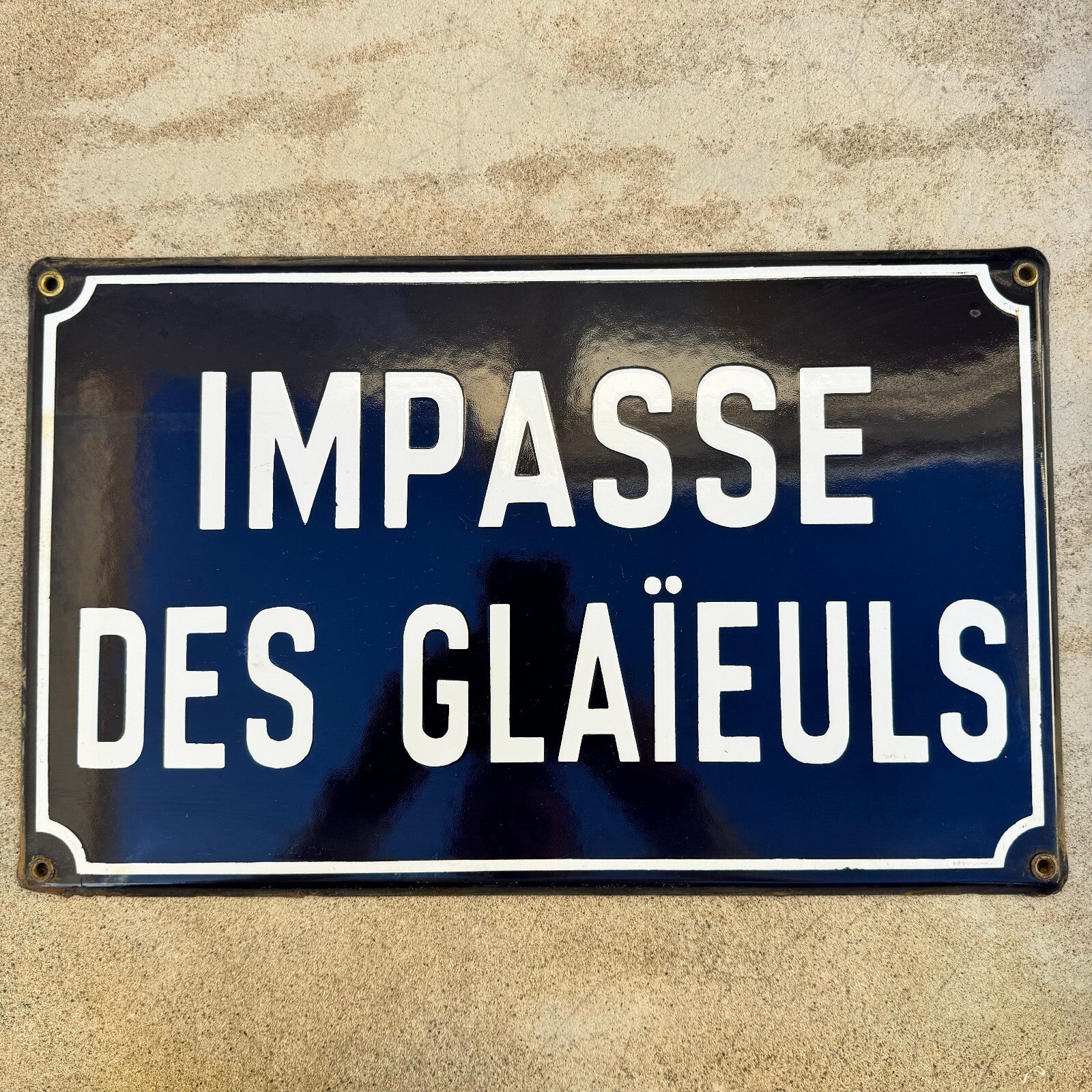 Vintage French Street Sign IMPASSE DES GLAIEULS Enamel Blue 13042432 Fleamarketfrance