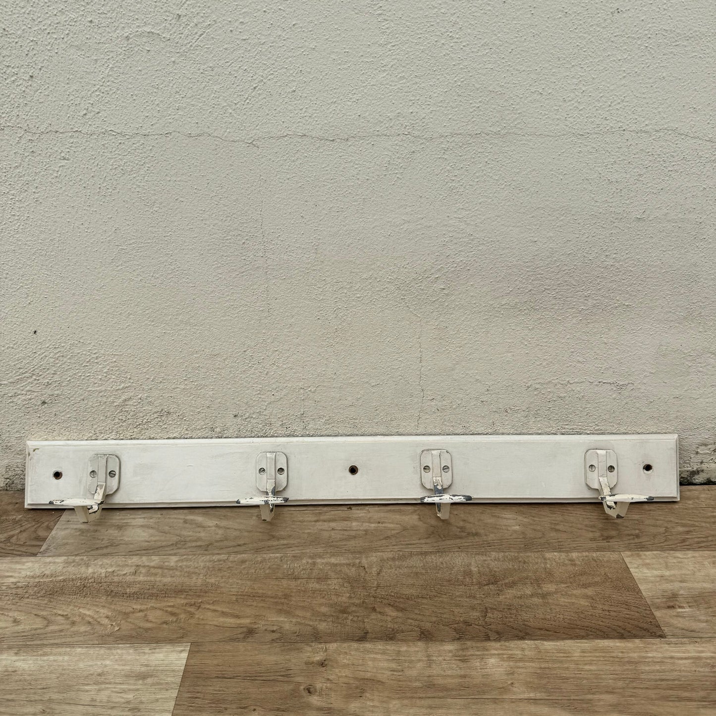 French Vintage Coat Rack 4 Hook Wood Metal Wall Mount 1930s 0605243 Unbranded