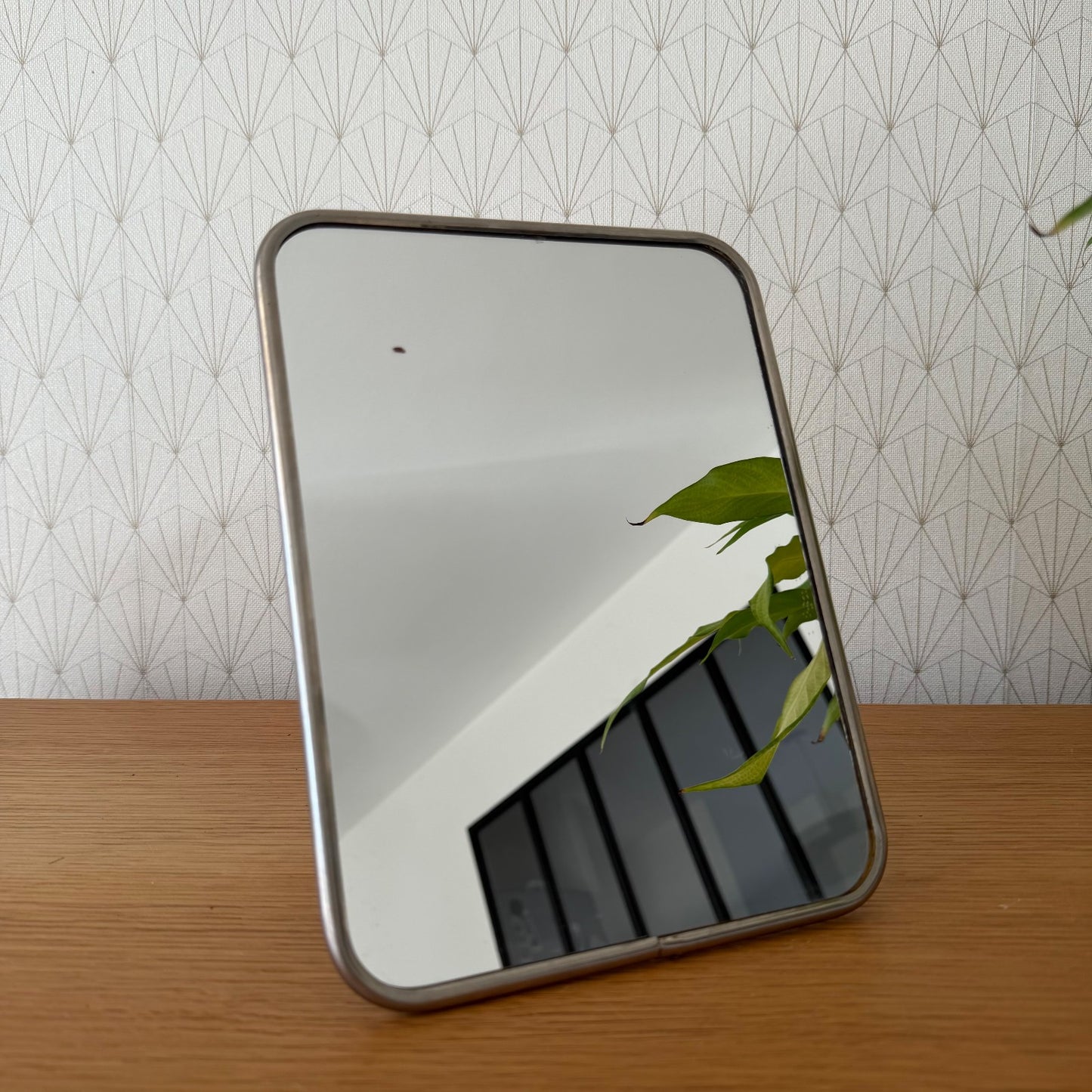 Vintage French Chrome Standing Mirror Art Deco Vanity Bathroom 0302262 Fleamarketfrance