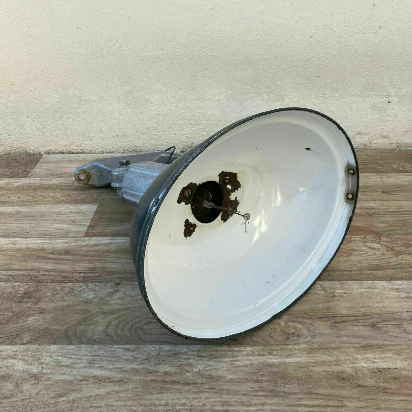 French Industrial Wall Light Blue Enamel Adjustable Arm Vintage 25114194 Unbranded
