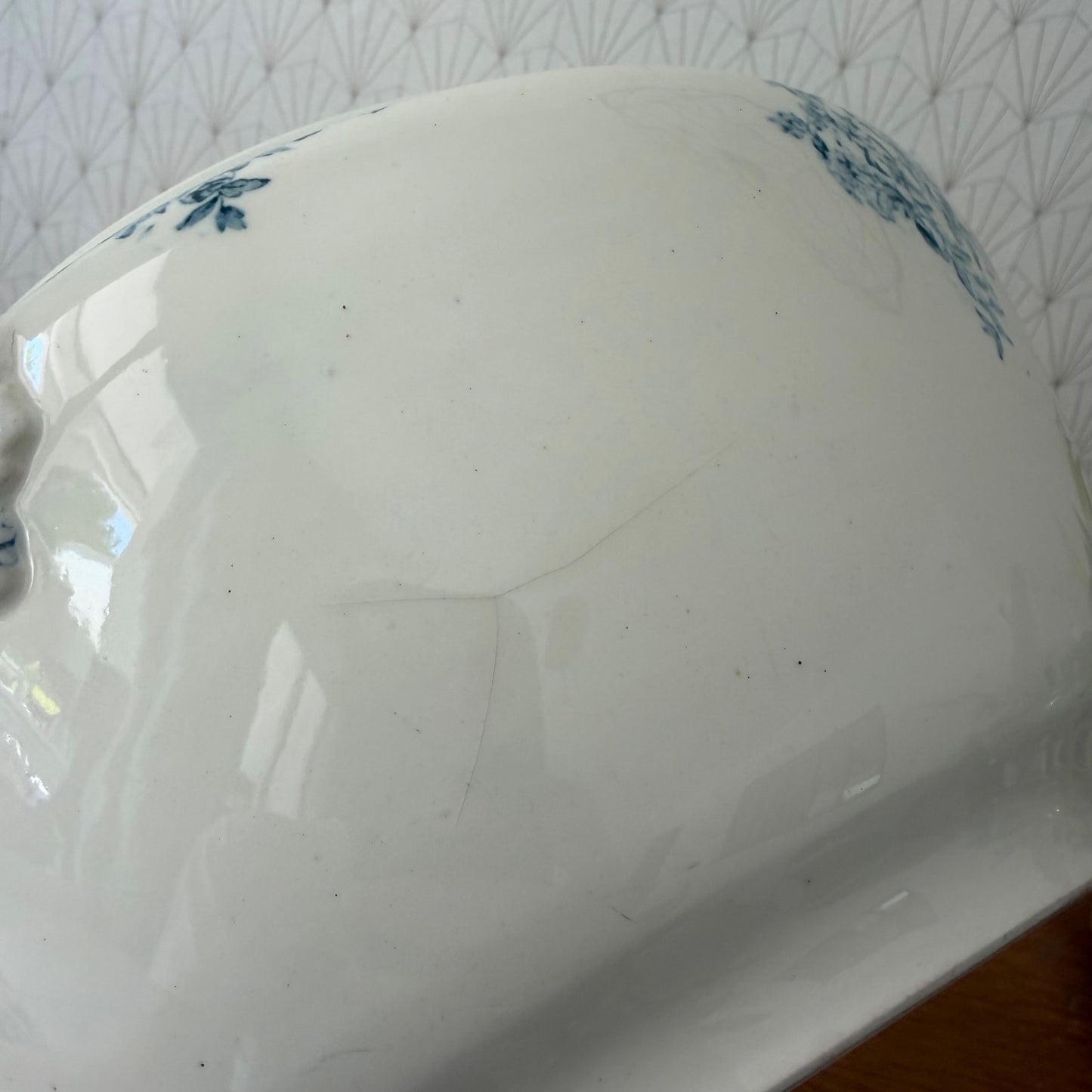 French Antique White Earthenware Tureen Longwy Terre de Fer 2805265 Fleamarketfrance