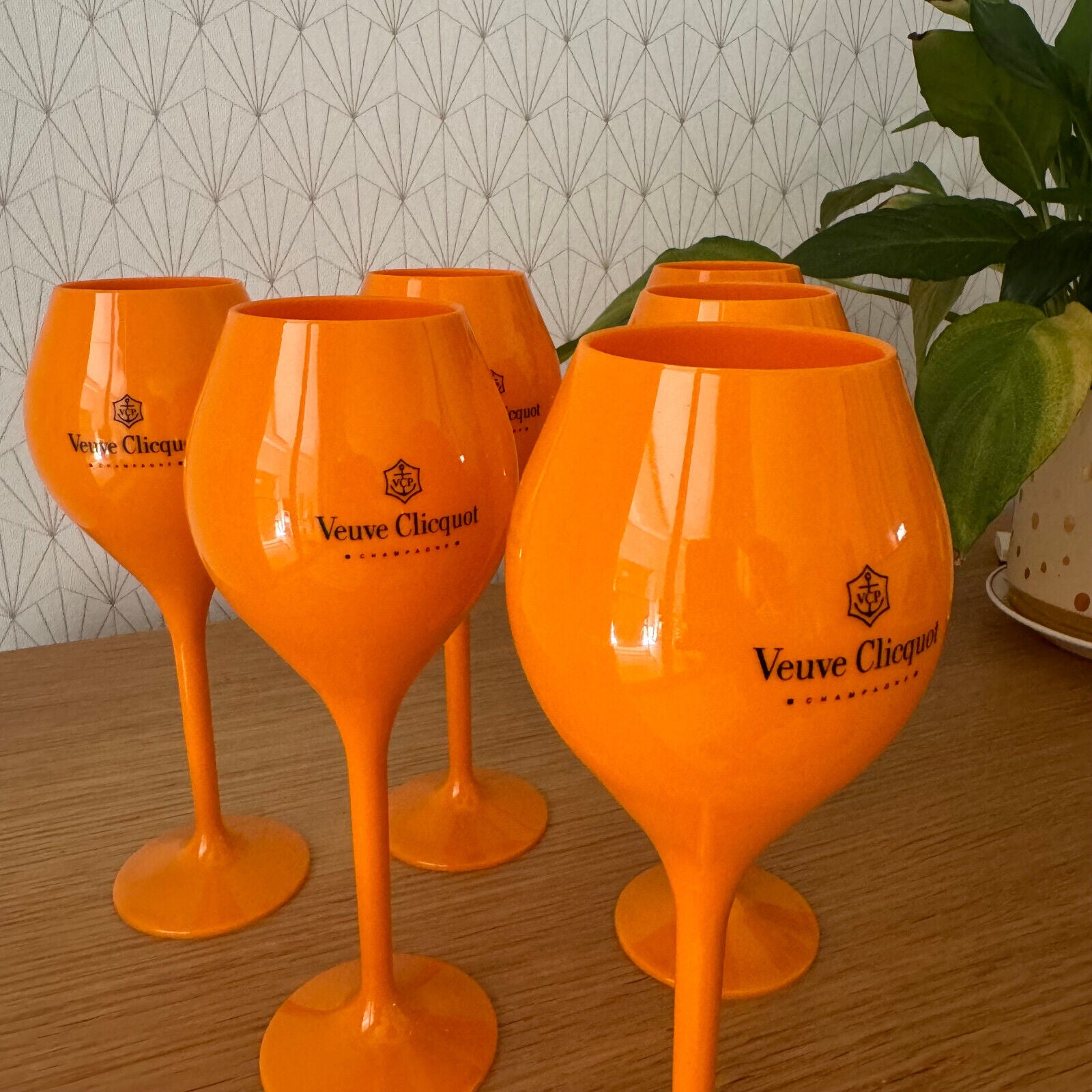 6 x Veuve Cliquot Clicquot Orange Glasses Flutes Cup Ice Champagne big 0512242 - Fleamarketfrance