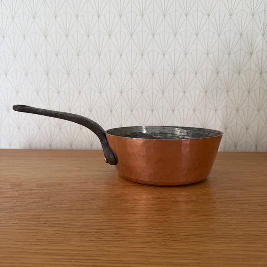 French Copper Sauteuse Pan GAILLARD PARIS Hammered Tin-Lined Iron Handle 0408268 Fleamarketfrance