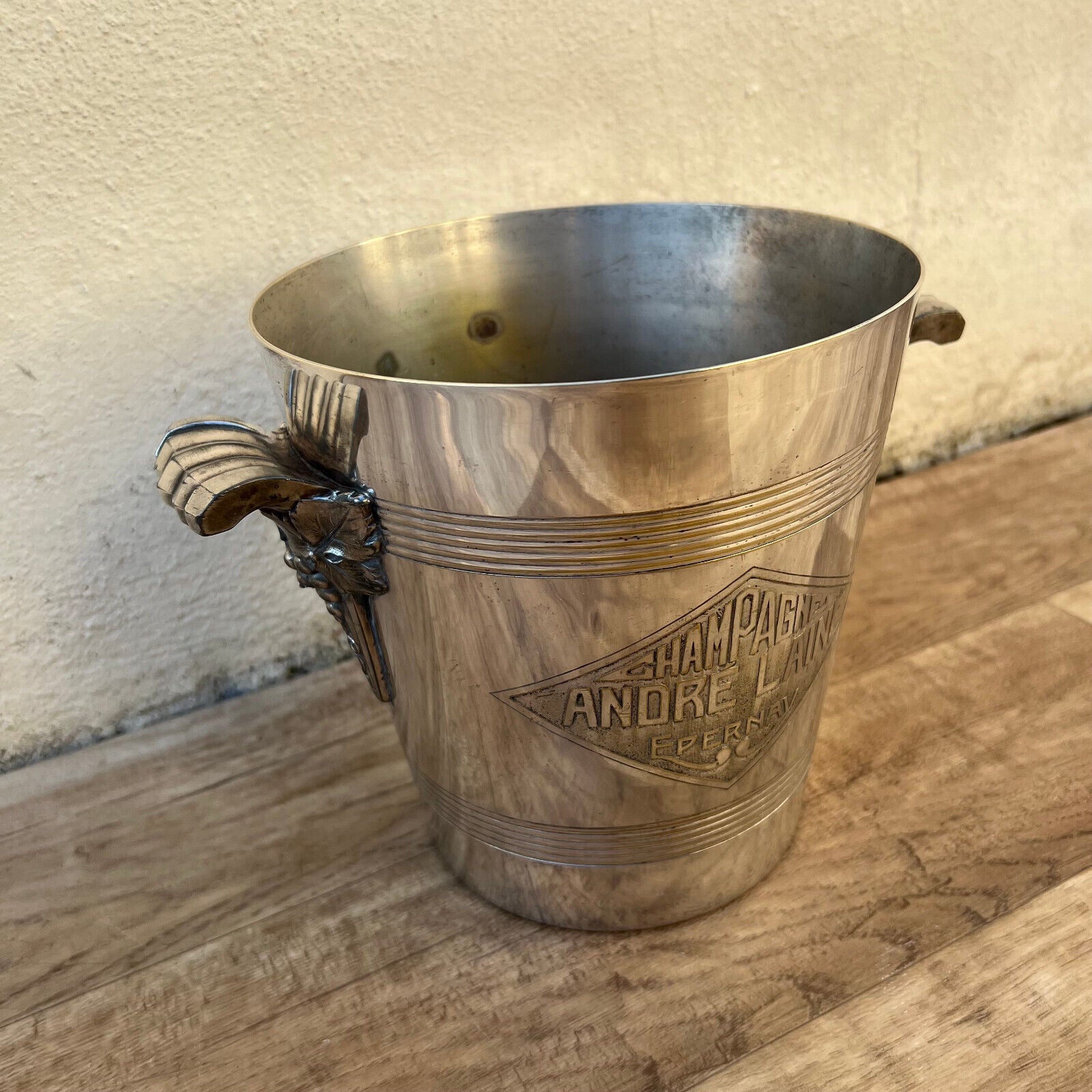Vintage French Champagne Silverplate Ice Bucket Cooler Andre Laine 09032510 - Fleamarketfrance