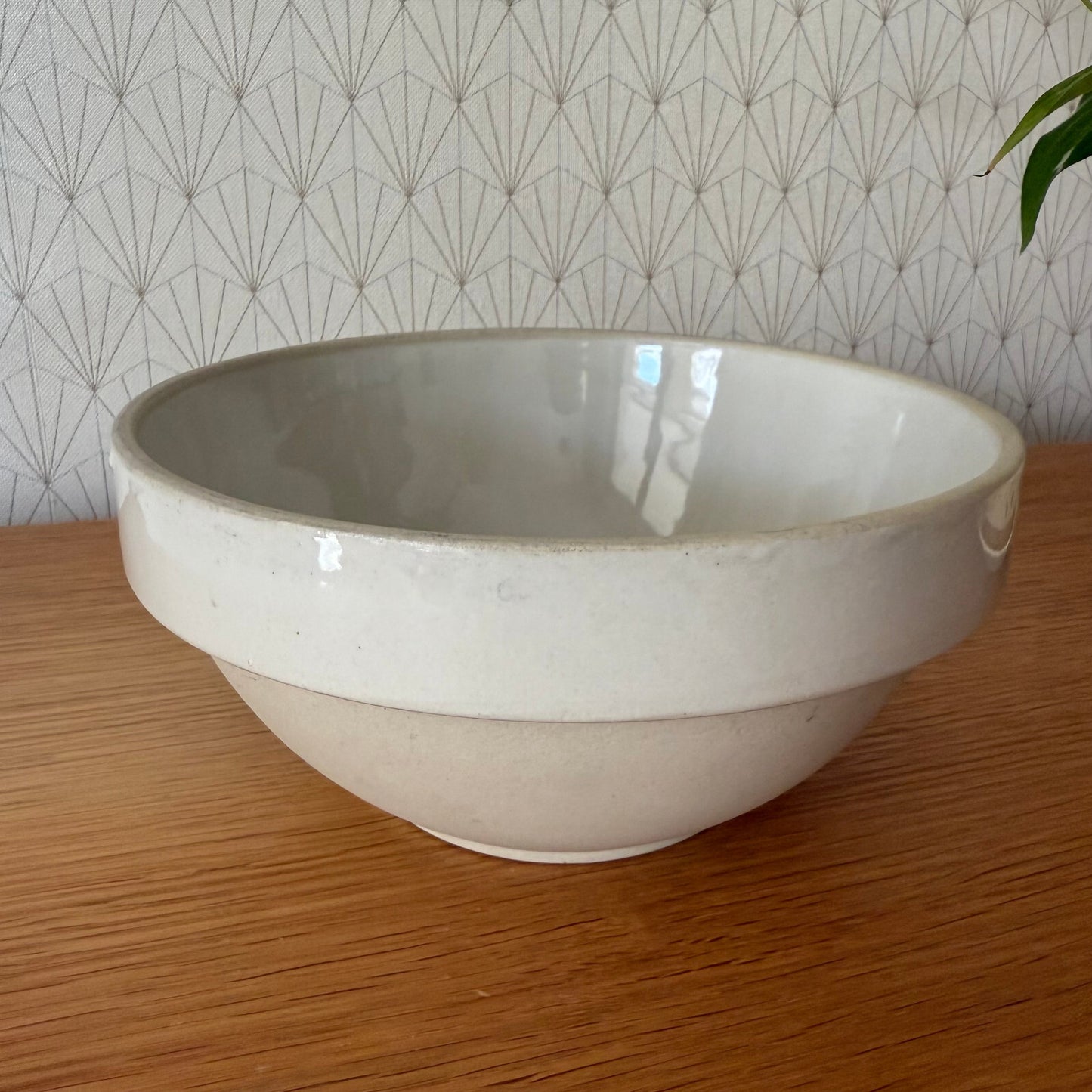 VINTAGE FRENCH STONEWARE SALAD MIXING BOWL TERRINE DIGOIN 8 1/4" 2904256