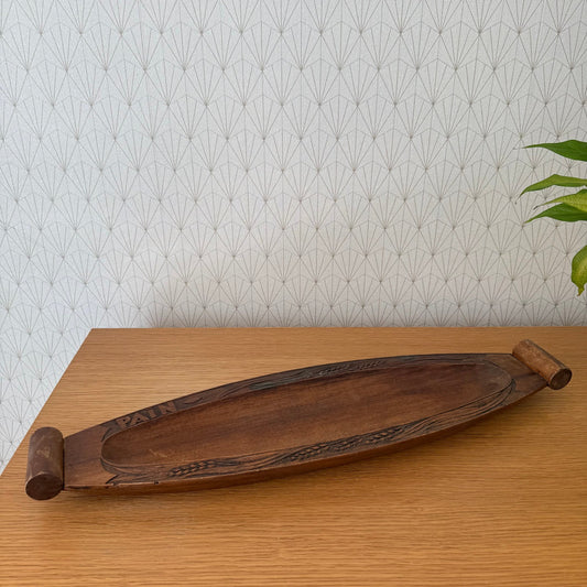 Vintage French Wooden BREAD BASKET 1950s long table center 1807251