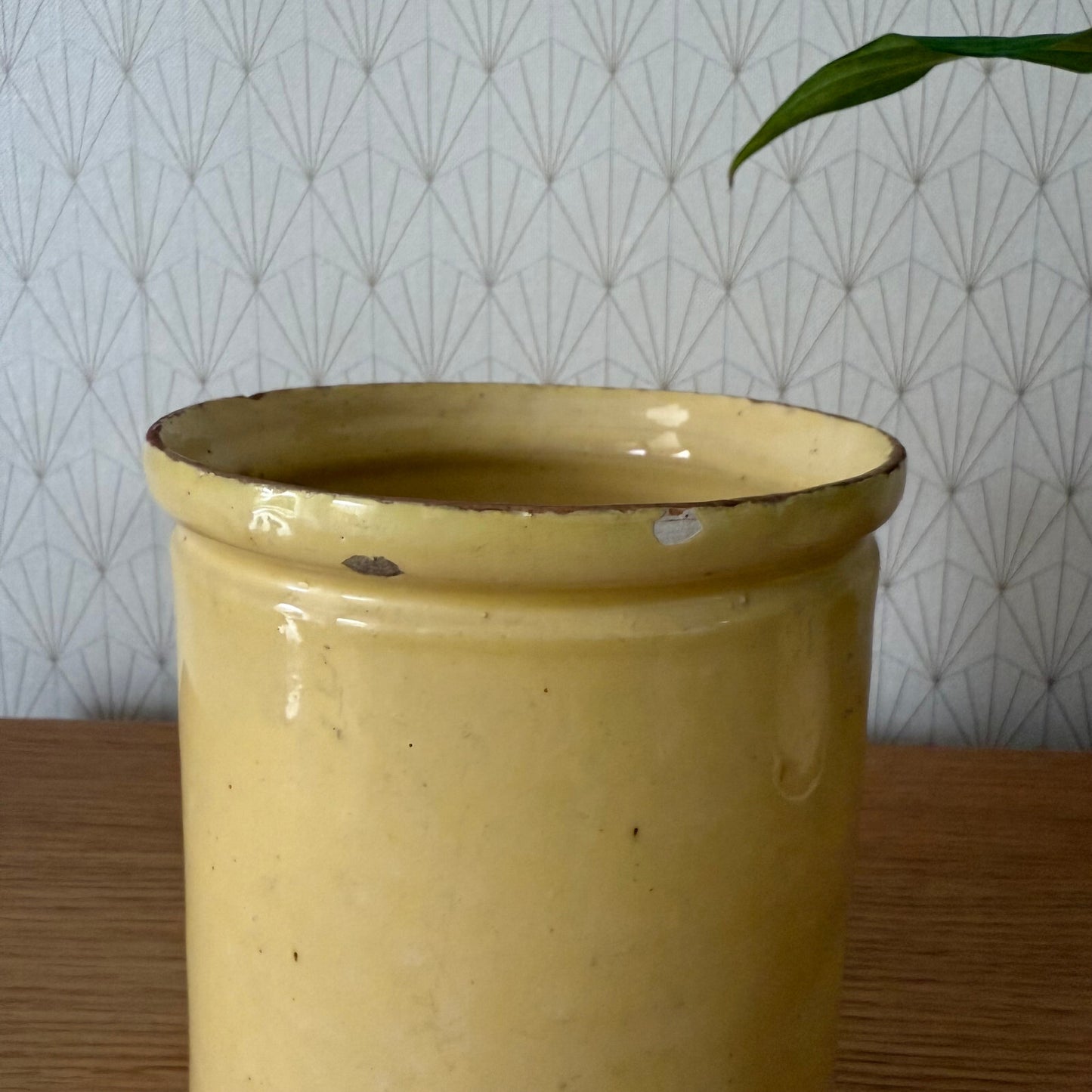 HANDMADE GLAZED YELLOW ANTIQUE FRENCH CONFIT JAM POT SMALL TERRACOTTA 29042512