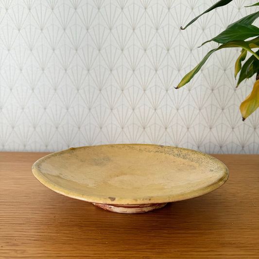 Antique yellow glazed French Pottery Plate omelette turner plate 15062417 - Fleamarketfrance