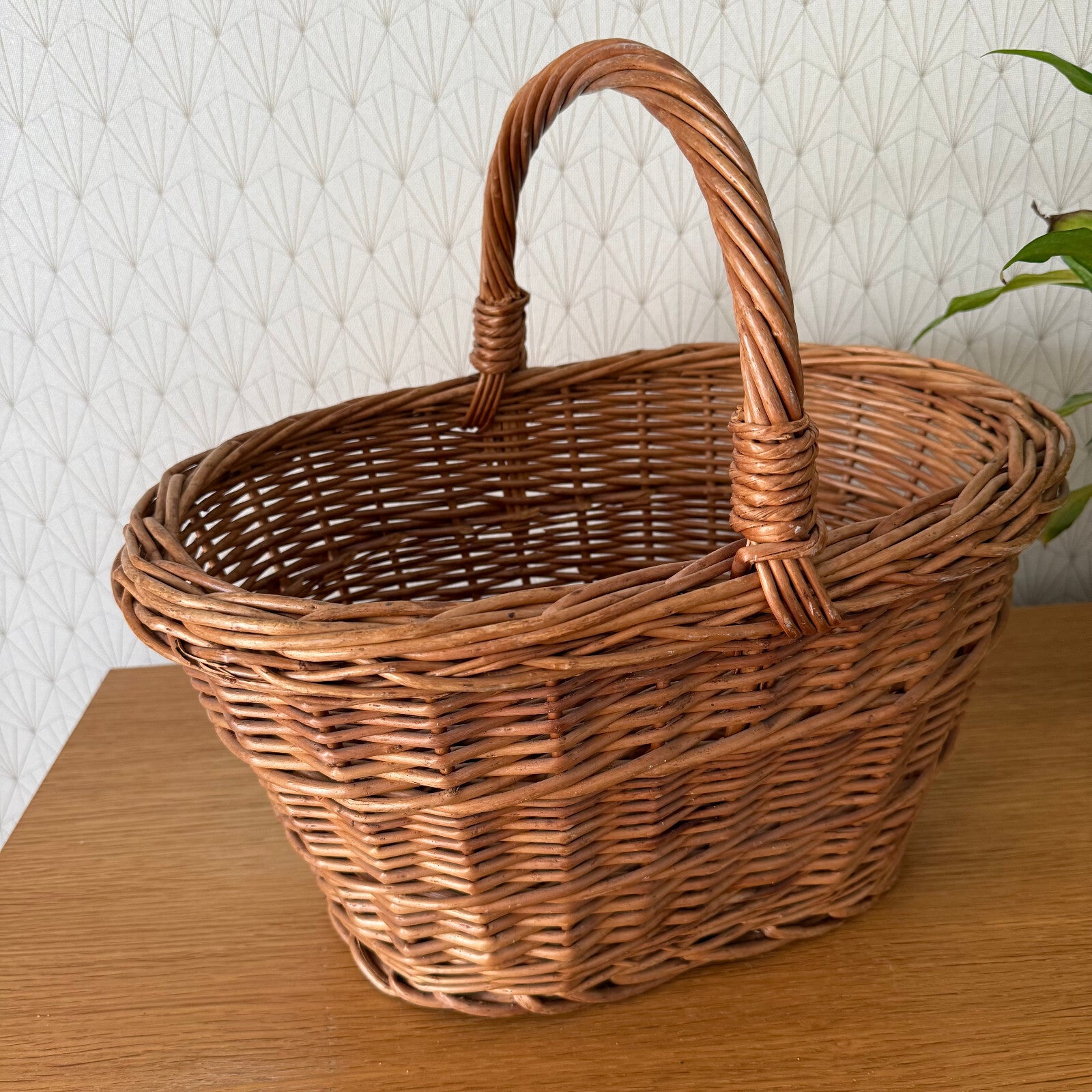 French Wicker Basket Market Shopping Vintage Rattan Handle Oval 1510251 Fleamarketfrance : French vintage and antique decor
