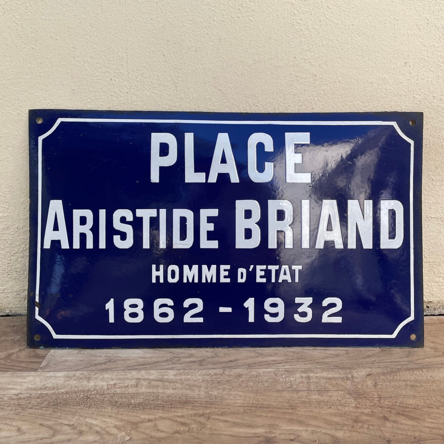 Old French Street Enameled Sign Plaque arched bombed - vintage BRIAND 1501252 - Fleamarketfrance