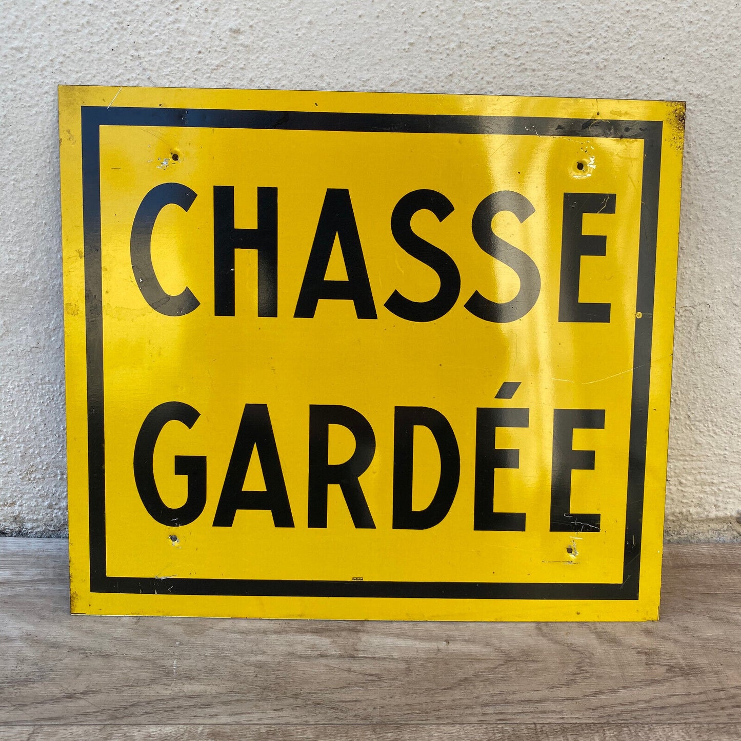 Vintage French Chasse Gardee  no hunting  metal painted sign 03102215 - Fleamarketfrance