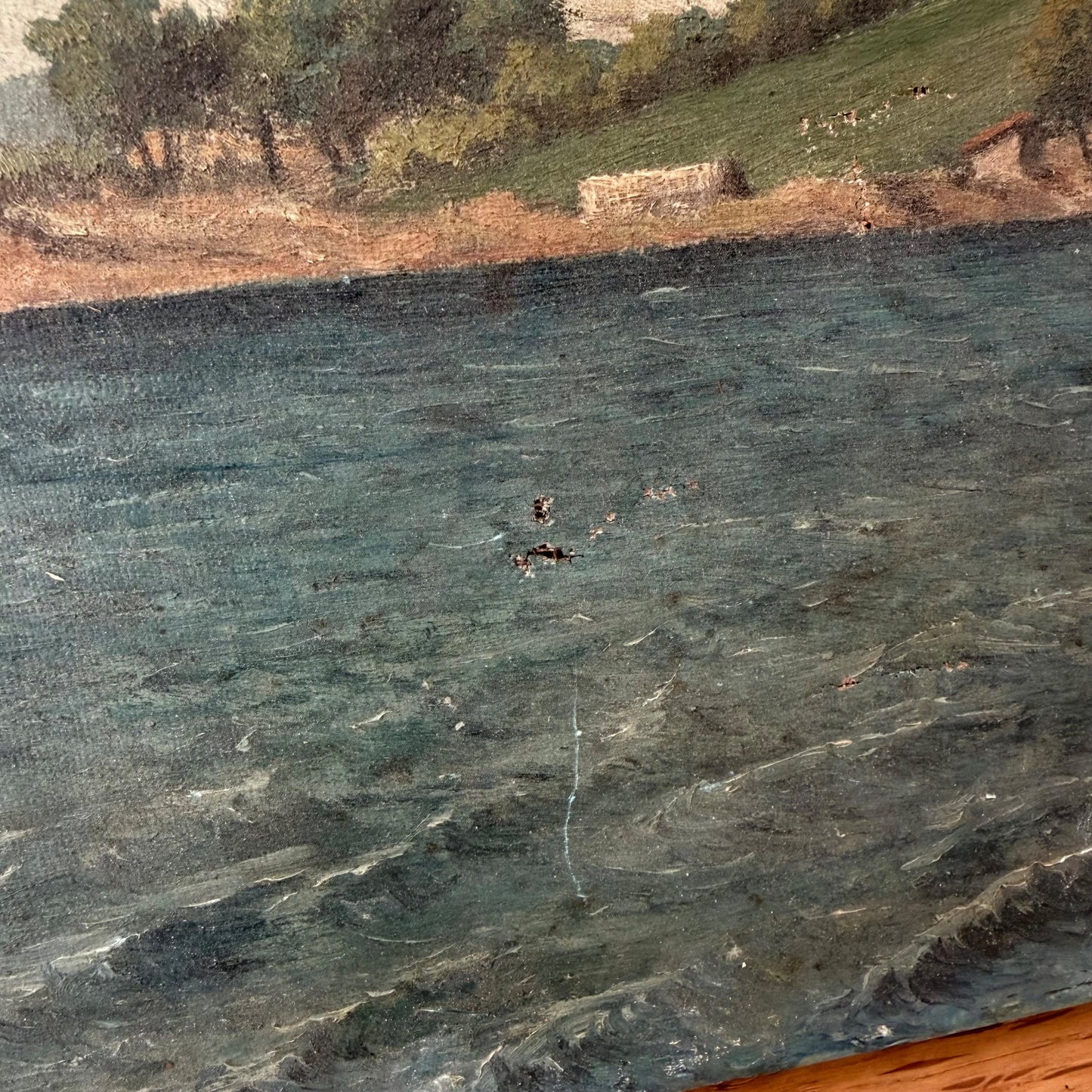 Antique French Seascape Oil Painting Canvas Coastal View Signed 1889 2604263 Fleamarketfrance