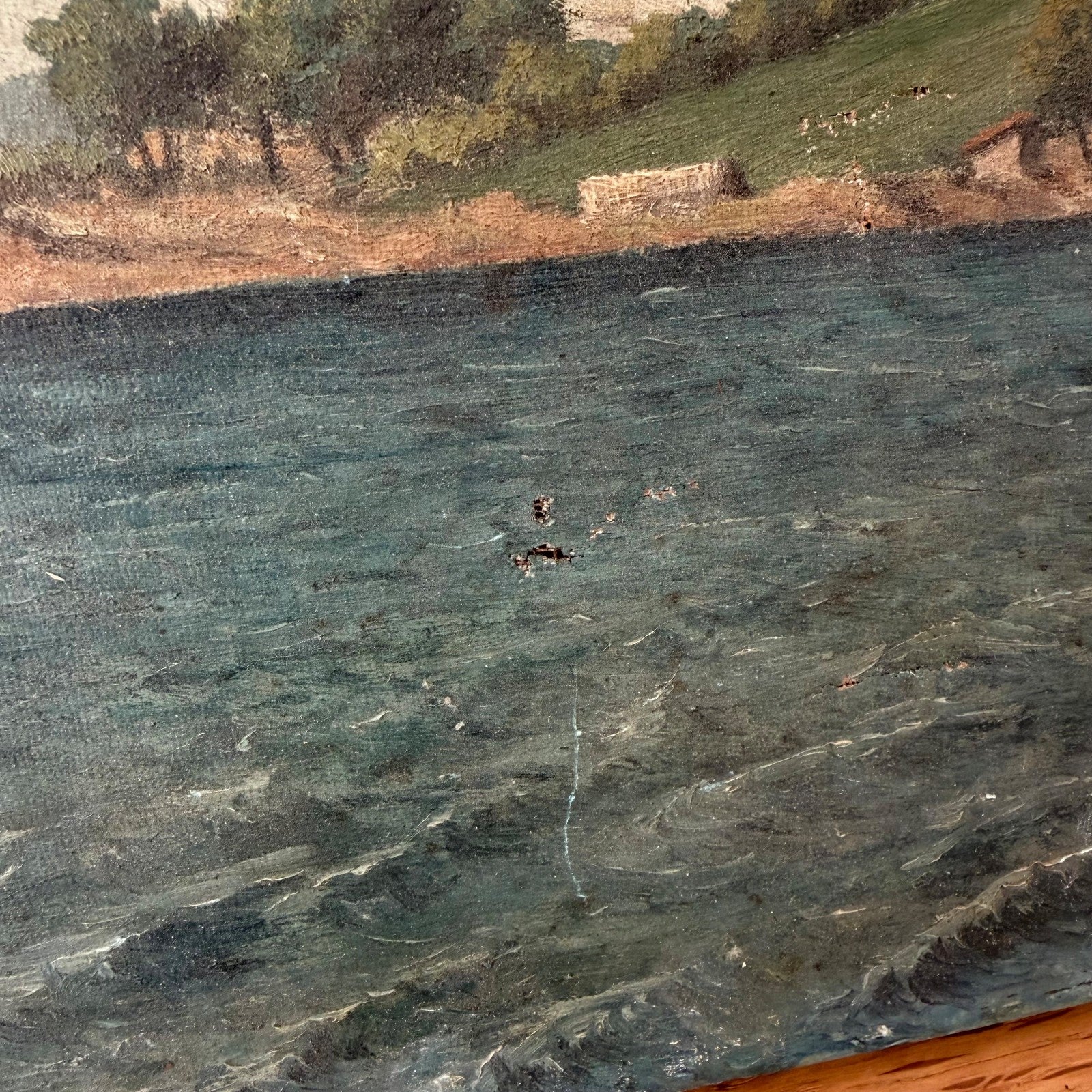 Antique French Seascape Oil Painting Canvas Coastal View Signed 1889 2604263 Fleamarketfrance