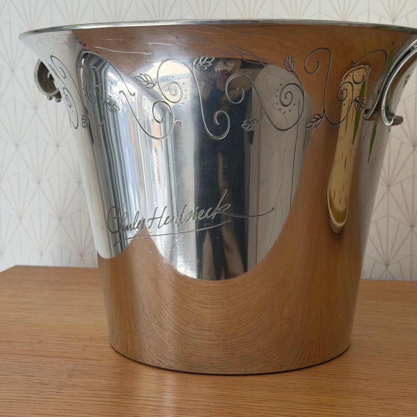 Vintage Charles Heidsieck Champagne Bucket French Wine Cooler Tin 2010251 Fleamarketfrance : French vintage and antique decor