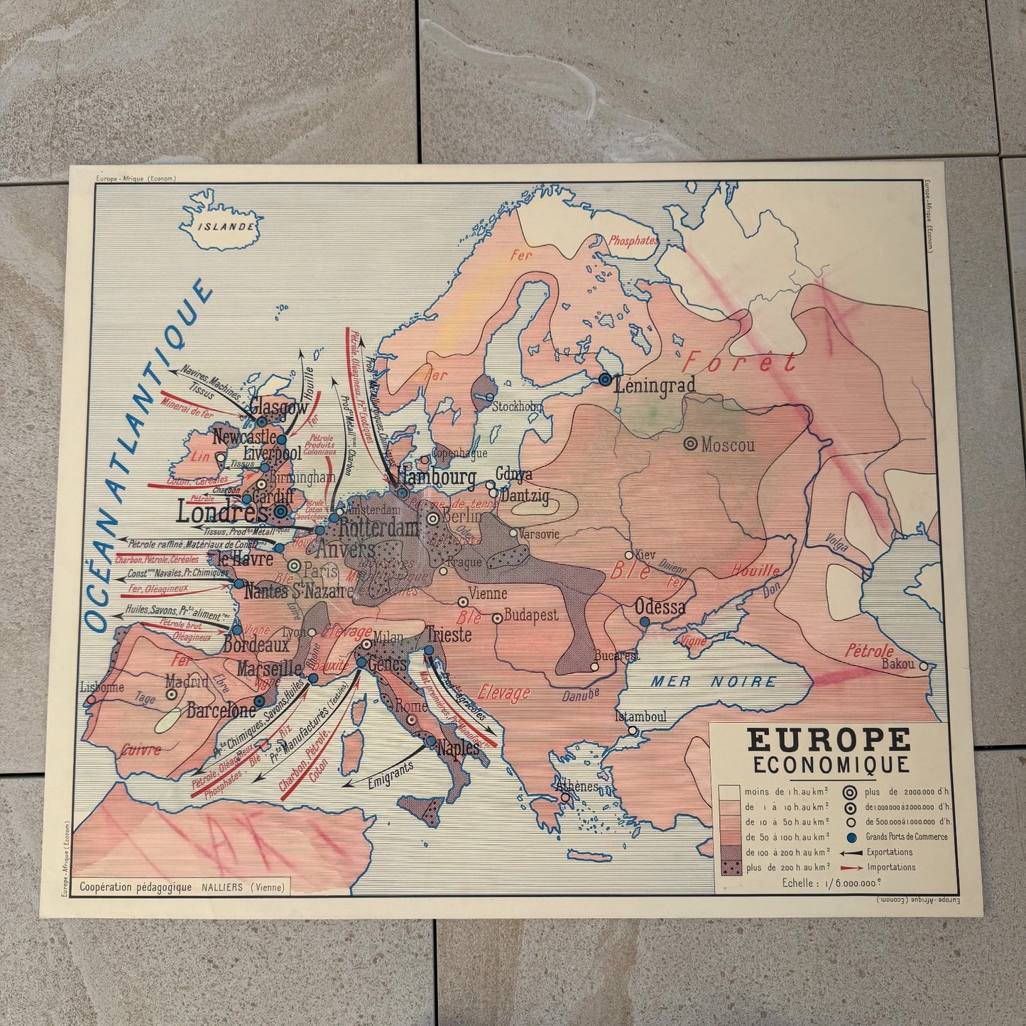 French Vintage Educational Economic Map Poster Europe Africa 20082620 Fleamarketfrance