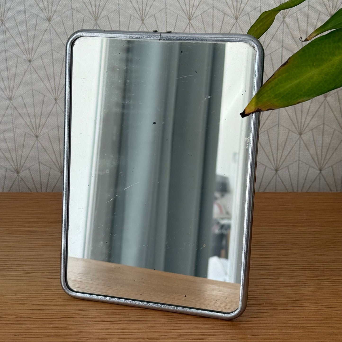 Vintage French Standing Mirror Metal Frame 1950s Vanity Bathroom 0608254 Fleamarketfrance