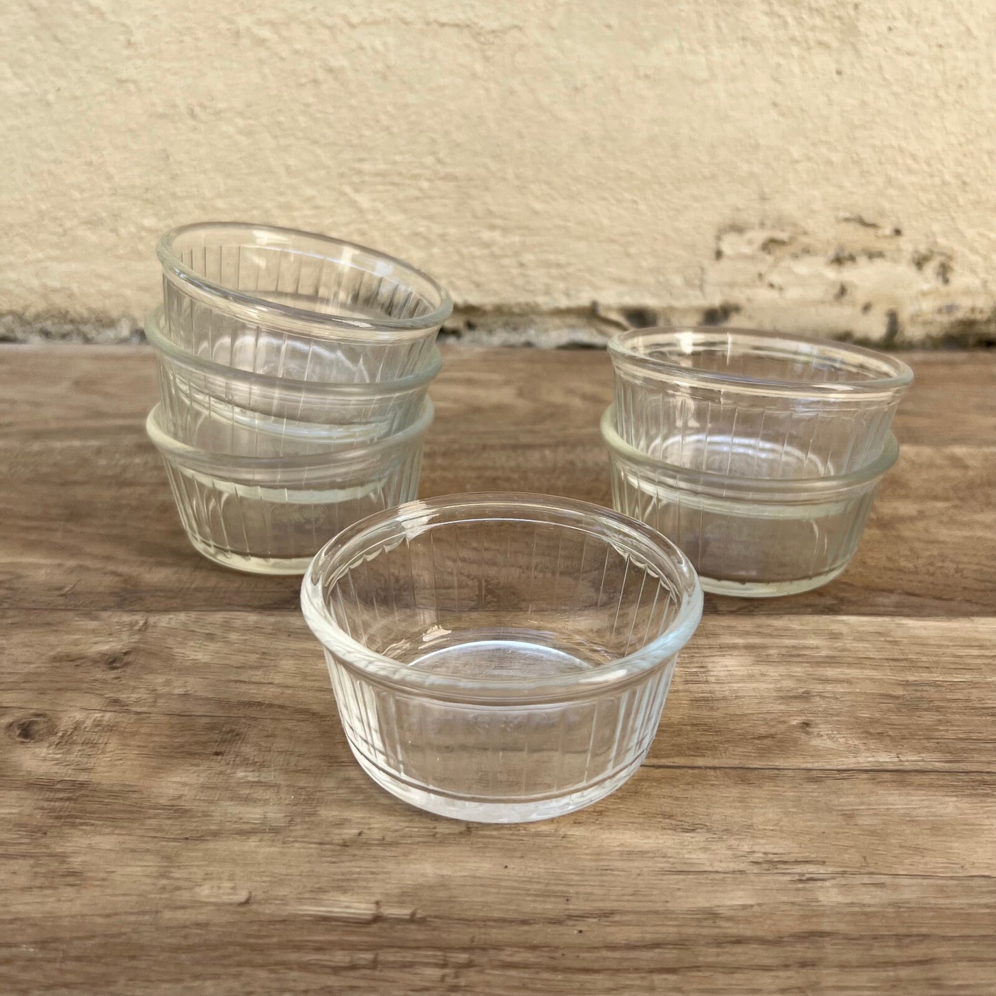 Duralex Ramekins French Clear Glass Vintage Set of 6 Dishes 07062213 Duralex