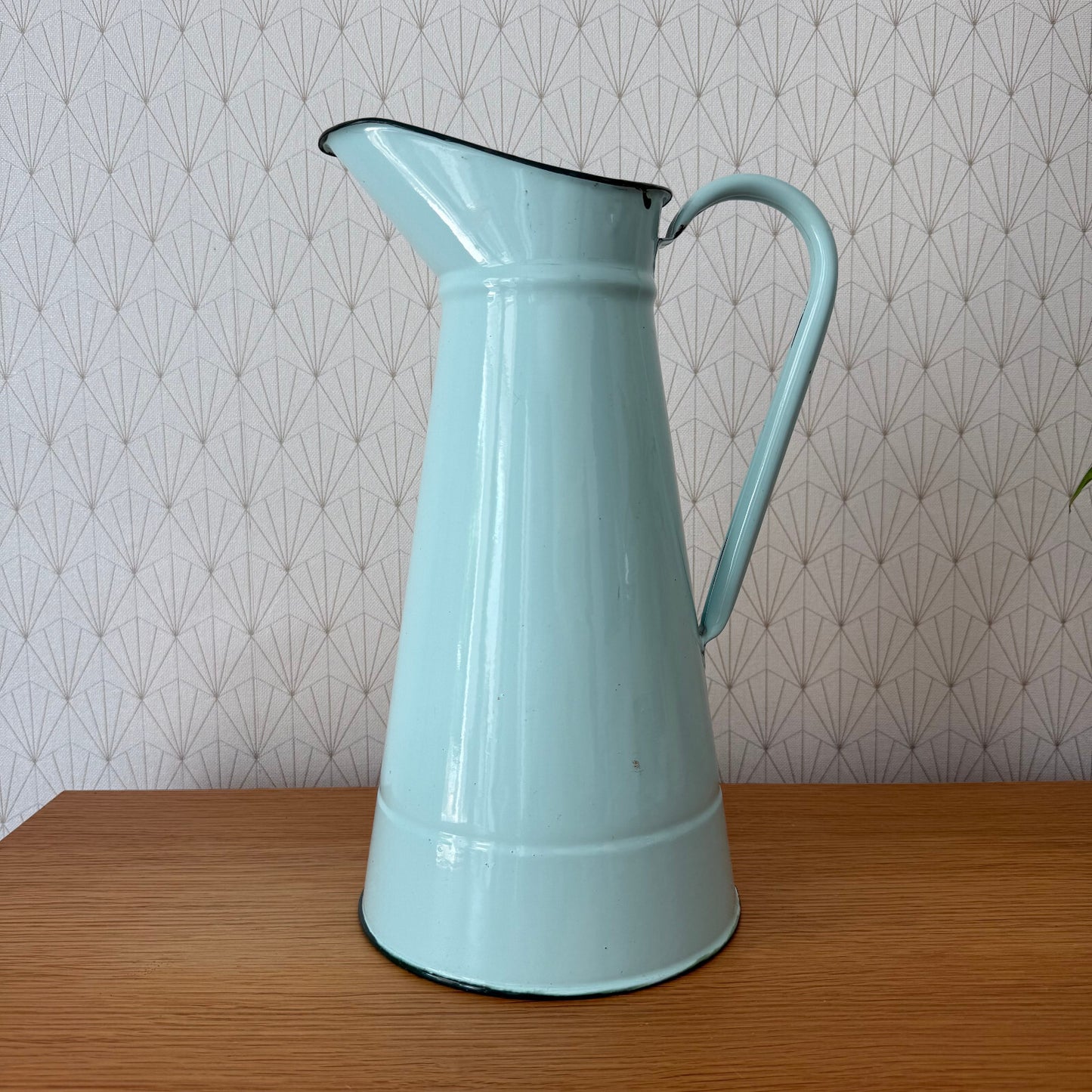 Vintage French Enamel pitcher jug water enameled blue 1206257 Fleamarketfrance