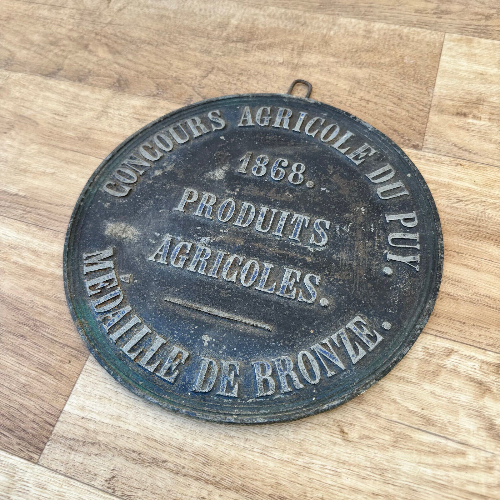 FRENCH VINTAGE AGRICULTURE PLAQUE TROPHY AWARD ANIMALS PRIZE SIGN 1868 19042411 - Fleamarketfrance