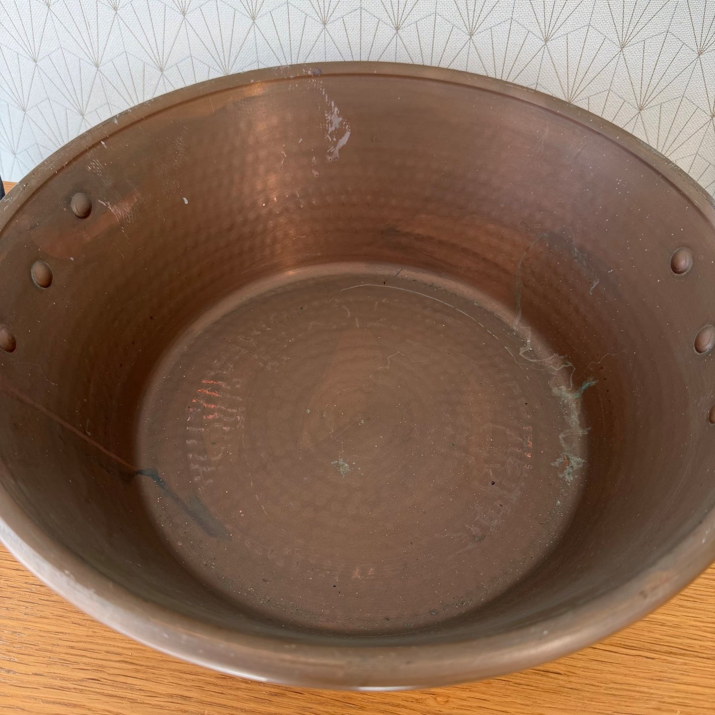 French Copper Jam Pan Bronze Handles Villedieu Vintage 1906261