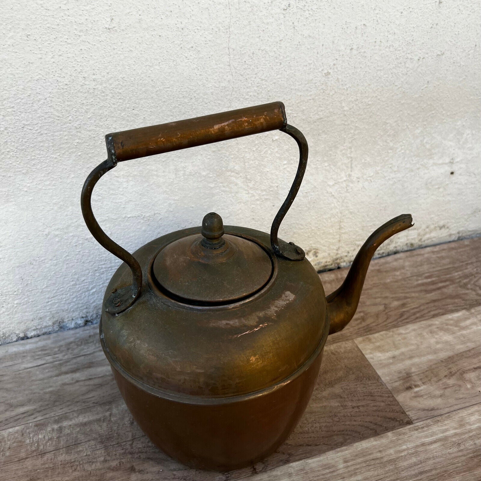 French Heavy Antique Copper Teapot Kettle 09022216 - Fleamarketfrance