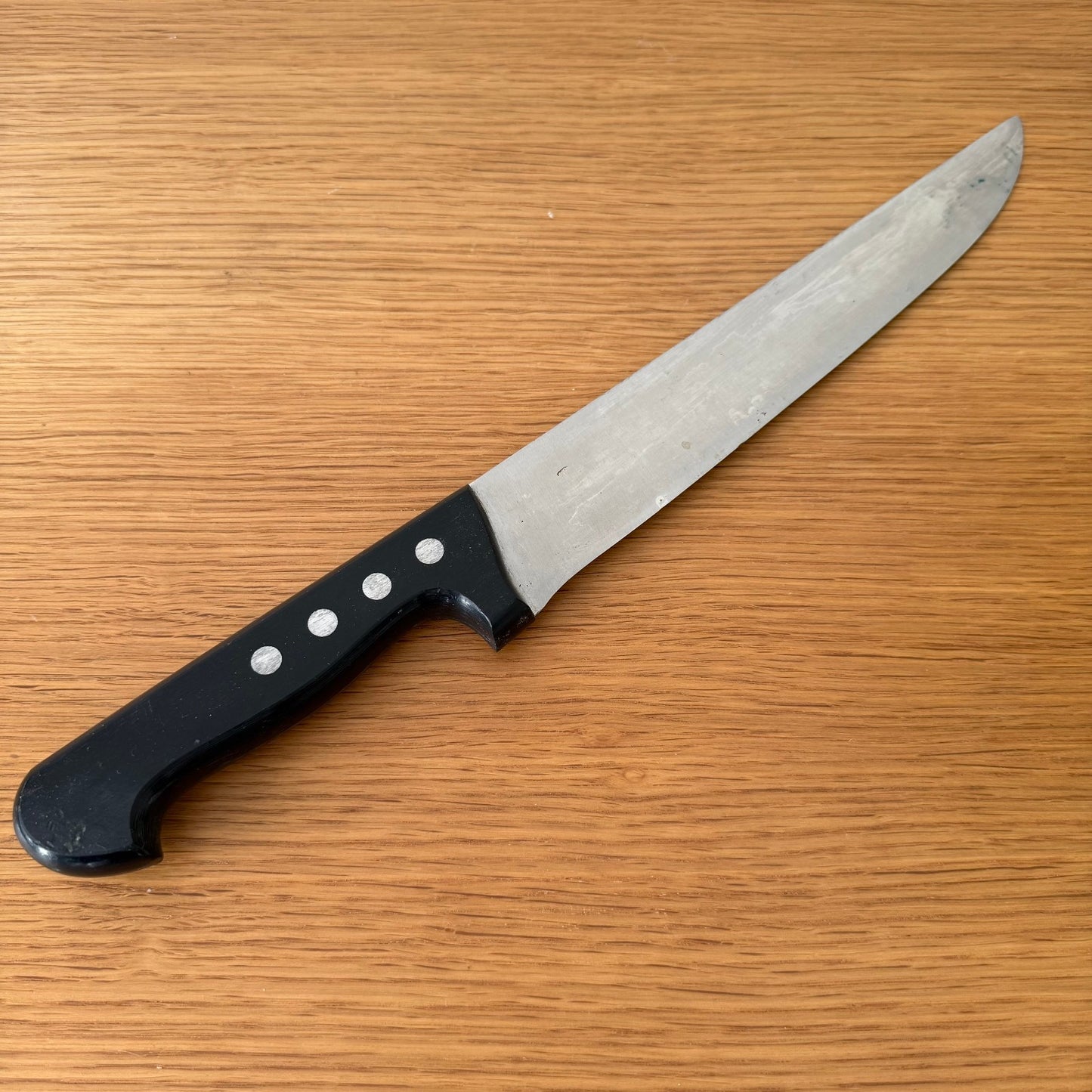 French Carbon Steel Butcher Knife Vintage Kitchen Black Handle 3007256 Unbranded