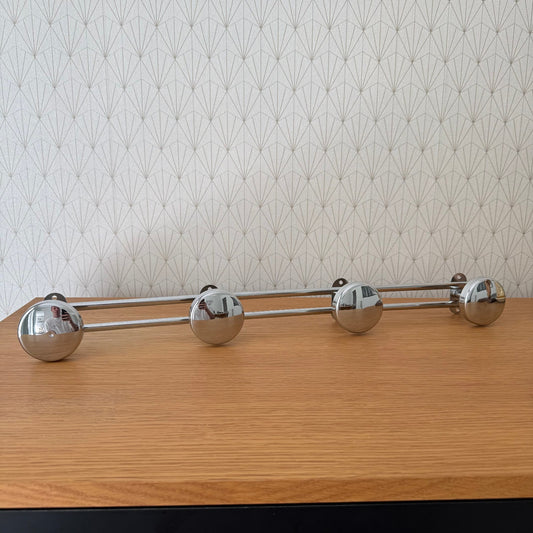 Vintage French Metal 4 Hook Coat Rack/Wall-Mounted Entryway Storage 1310252