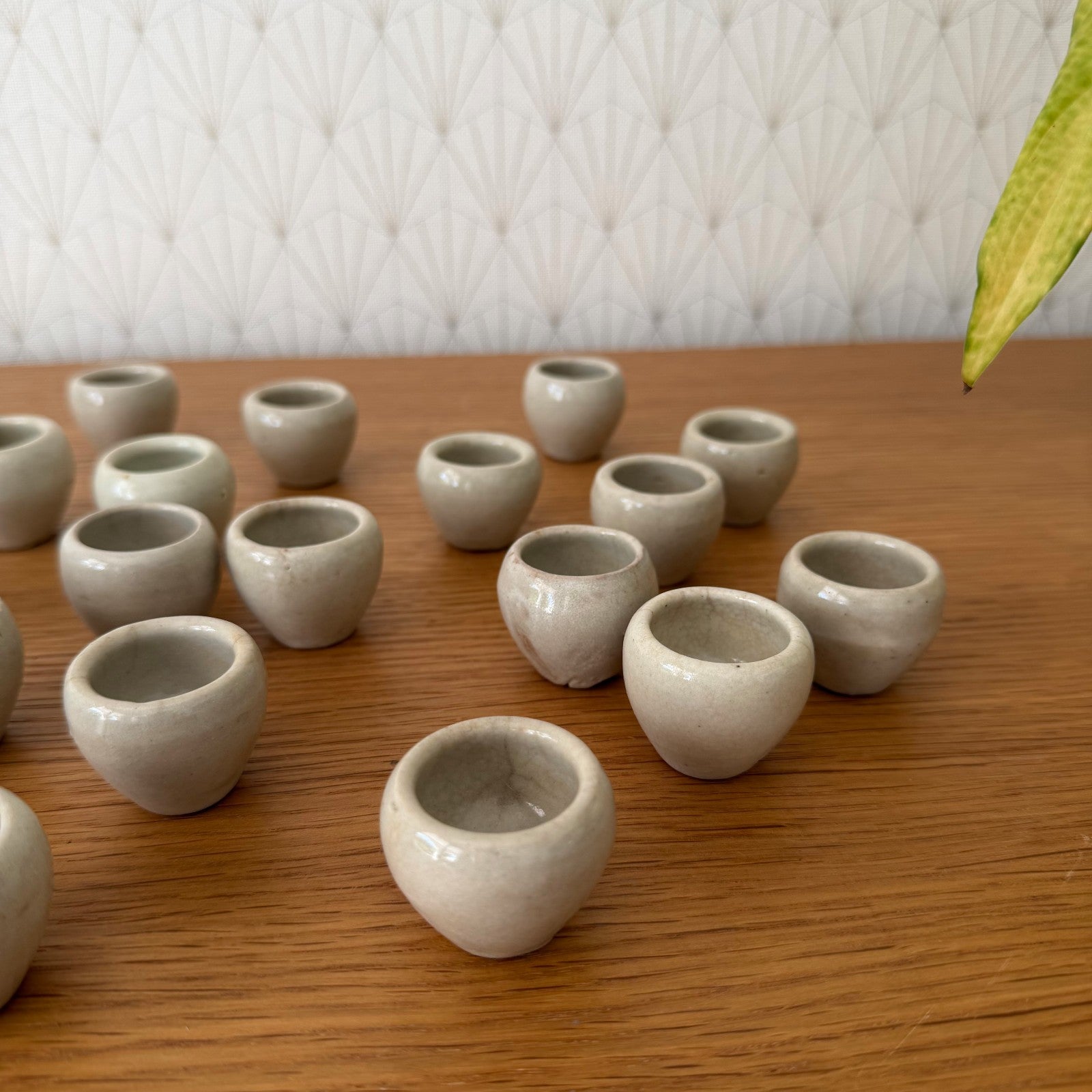 French Escargot Pots Set 12 Vintage Stoneware Snail Cups Pinch Bowls 2805261 Unbranded