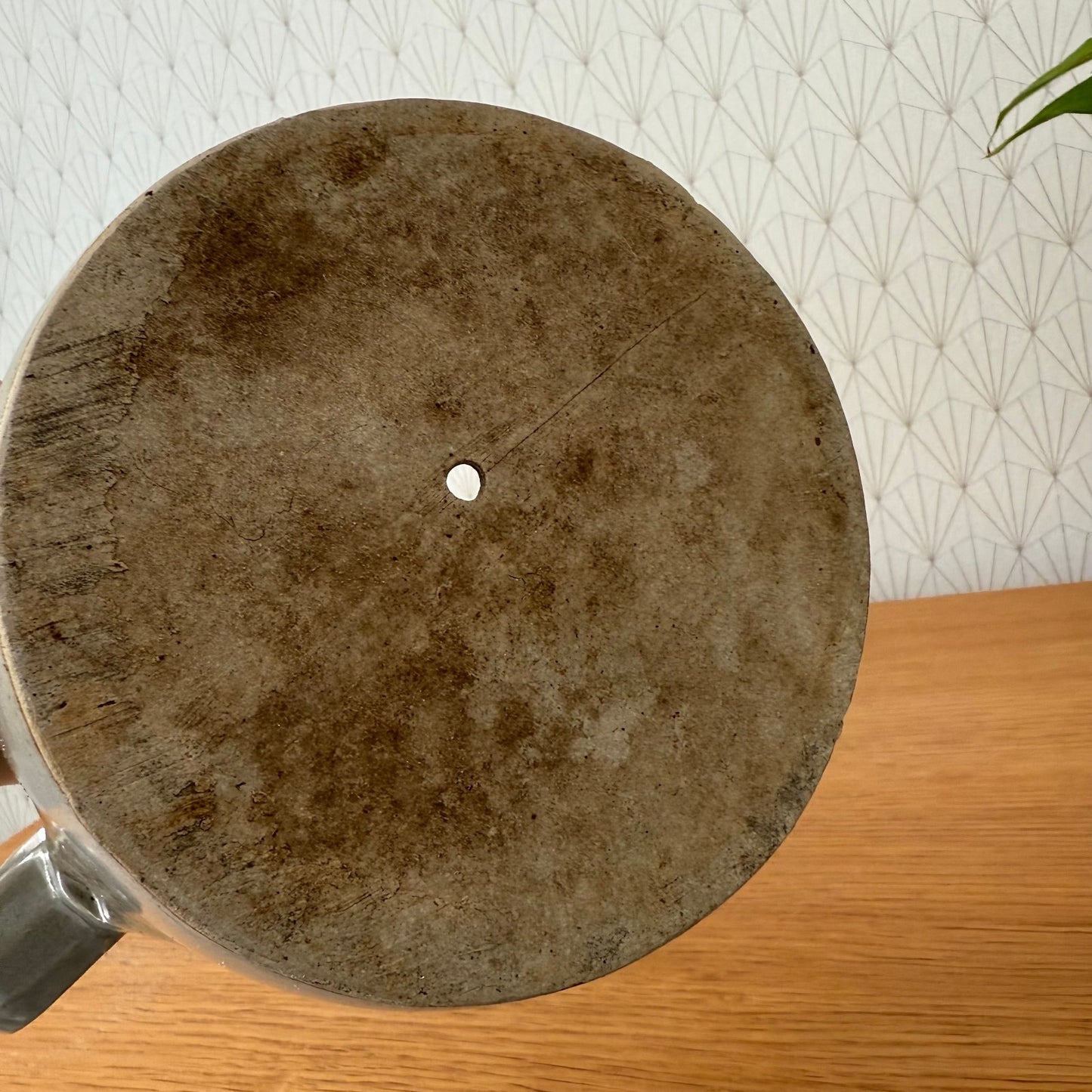 Handmade Glazed Grey Vintage French Confit Grease Pot Stoneware  2307258