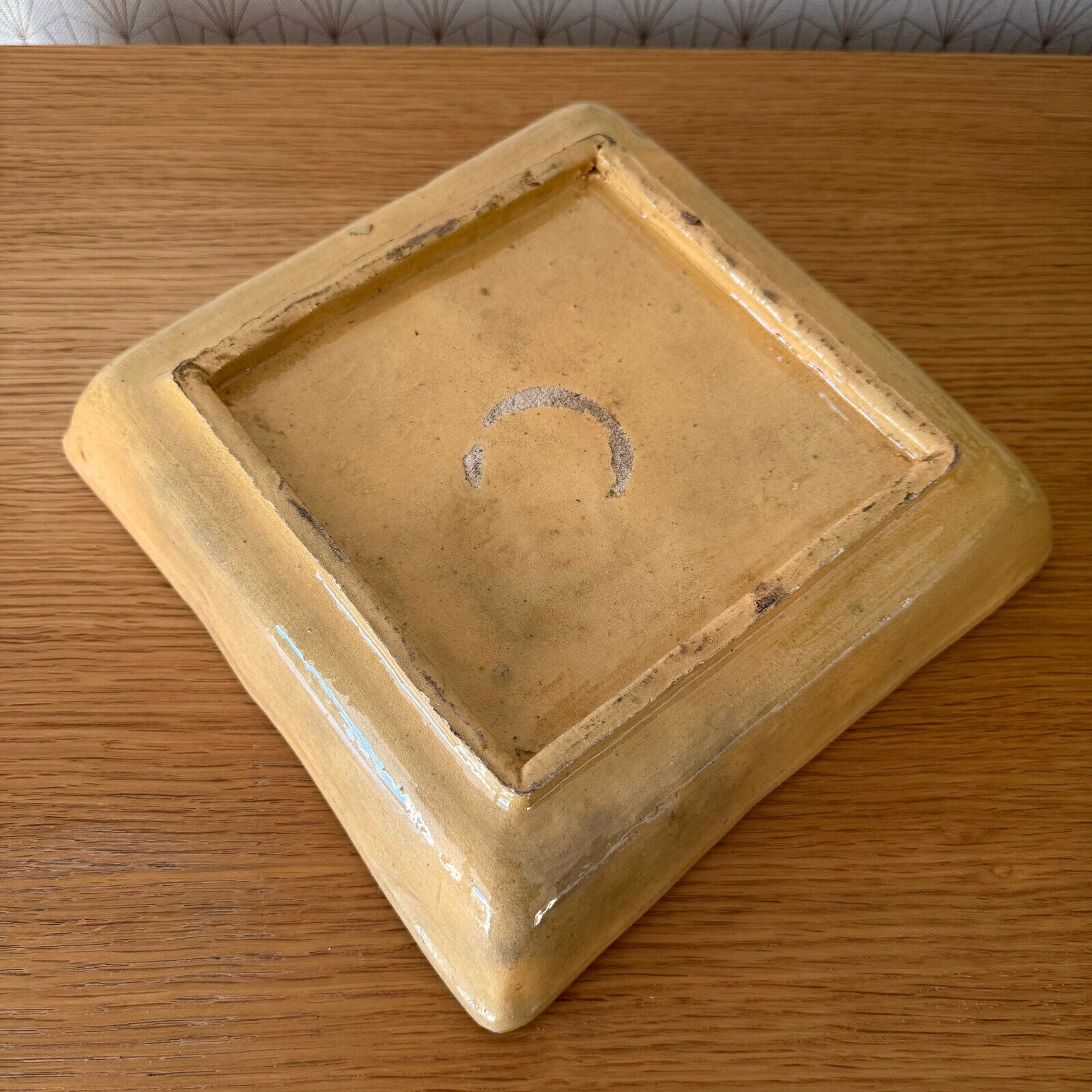 Vintage French Square Olive Yellow Apperitif Appetizer DISH Condiment 0901257 - Fleamarketfrance