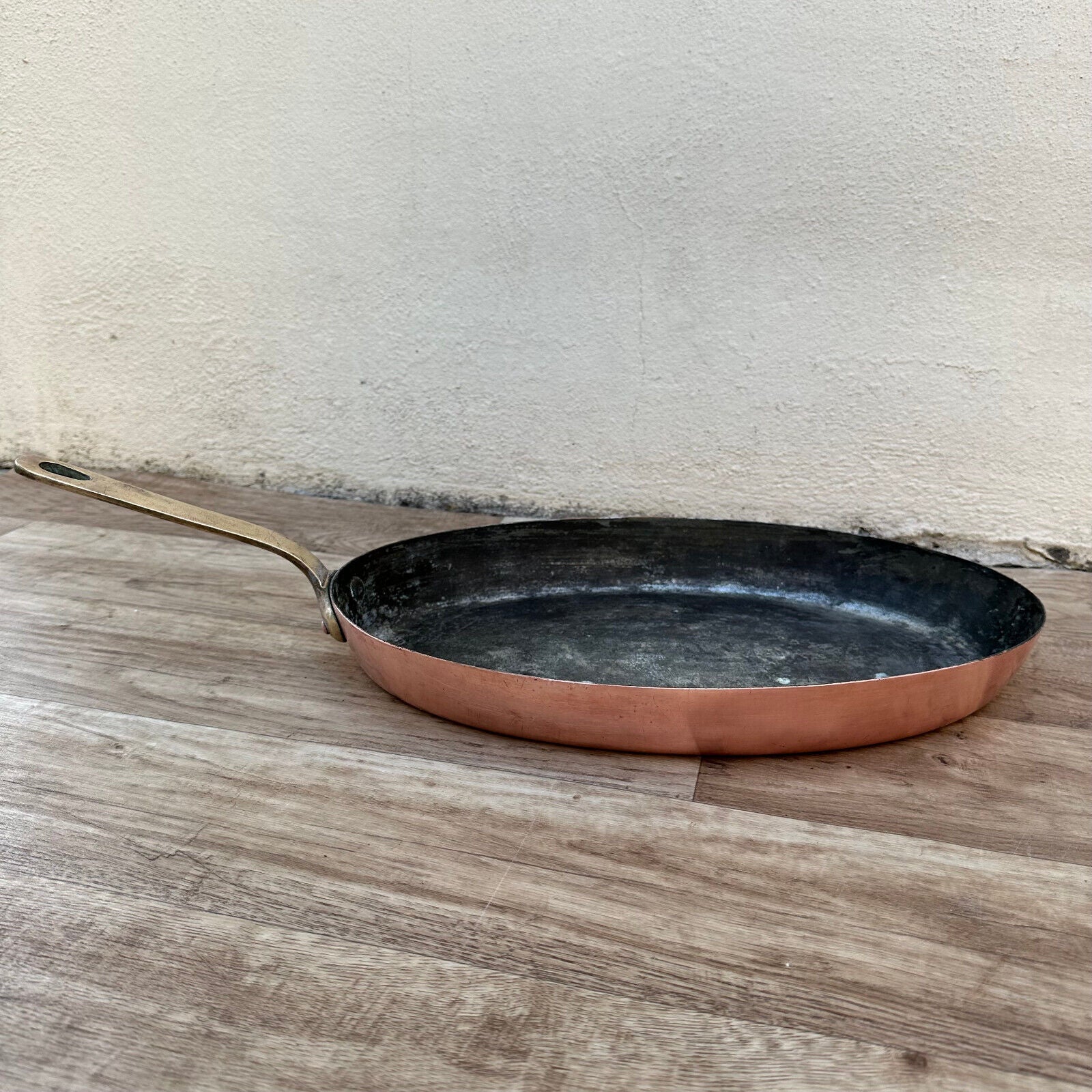 French Copper Cookware fish pan Pan Brass ovale MADE IN FRANCE 15 3/4" 0311236 - Fleamarketfrance