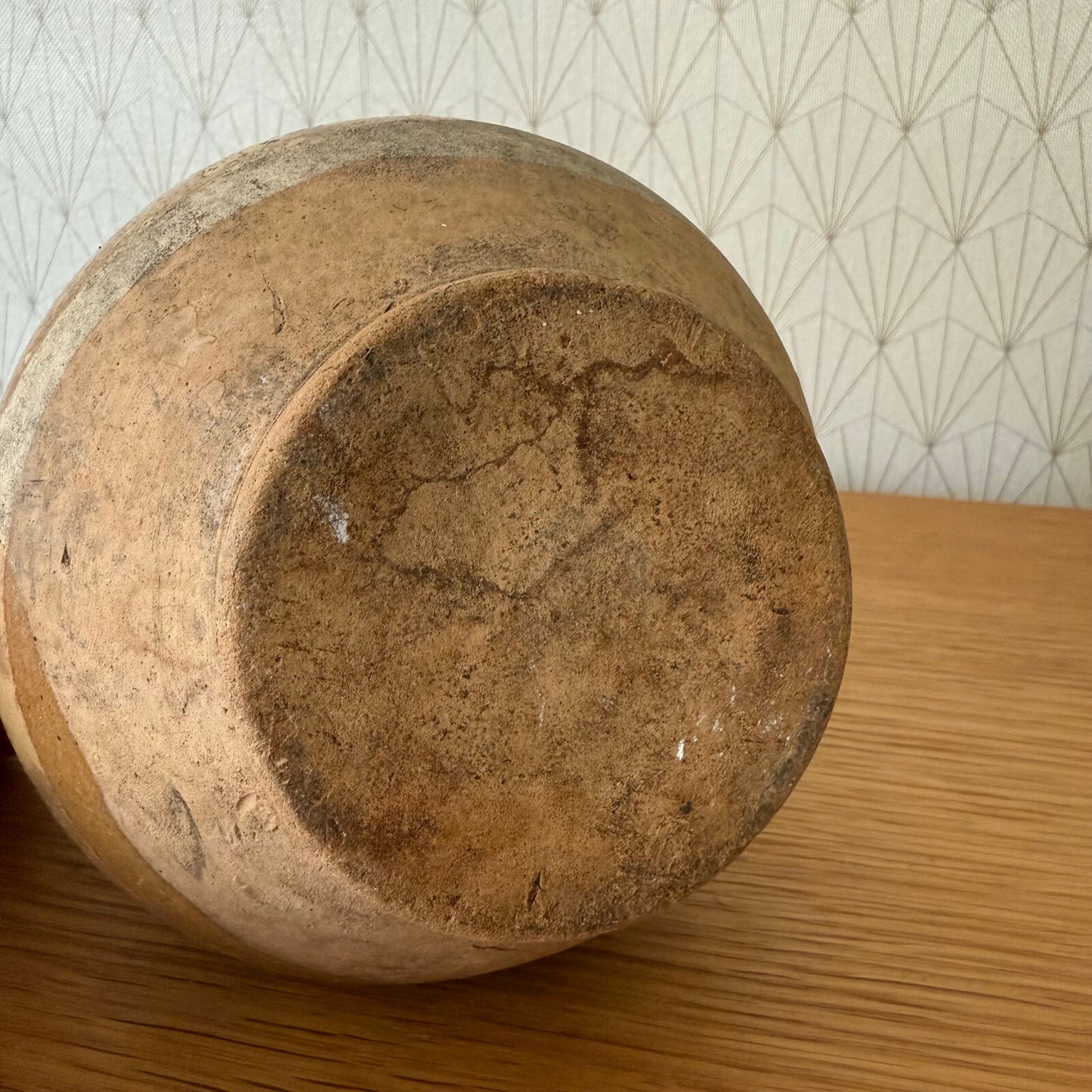 HANDMADE GLAZED BROWN YELLOW ANTIQUE FRENCH HONEY POT 2904257