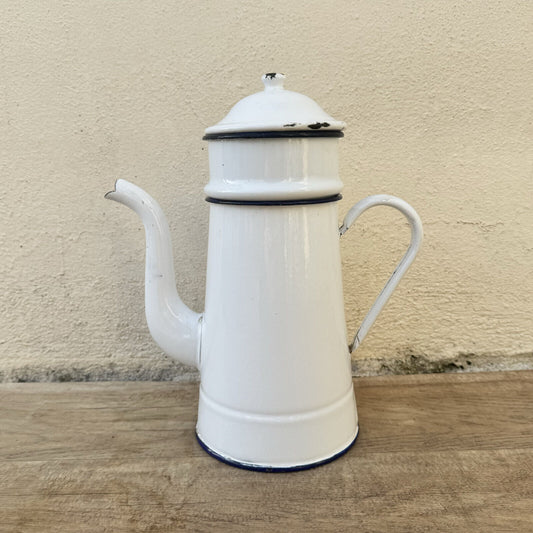 Vintage French Enamelware beige Enamel Coffee Pot 06022410 - Fleamarketfrance