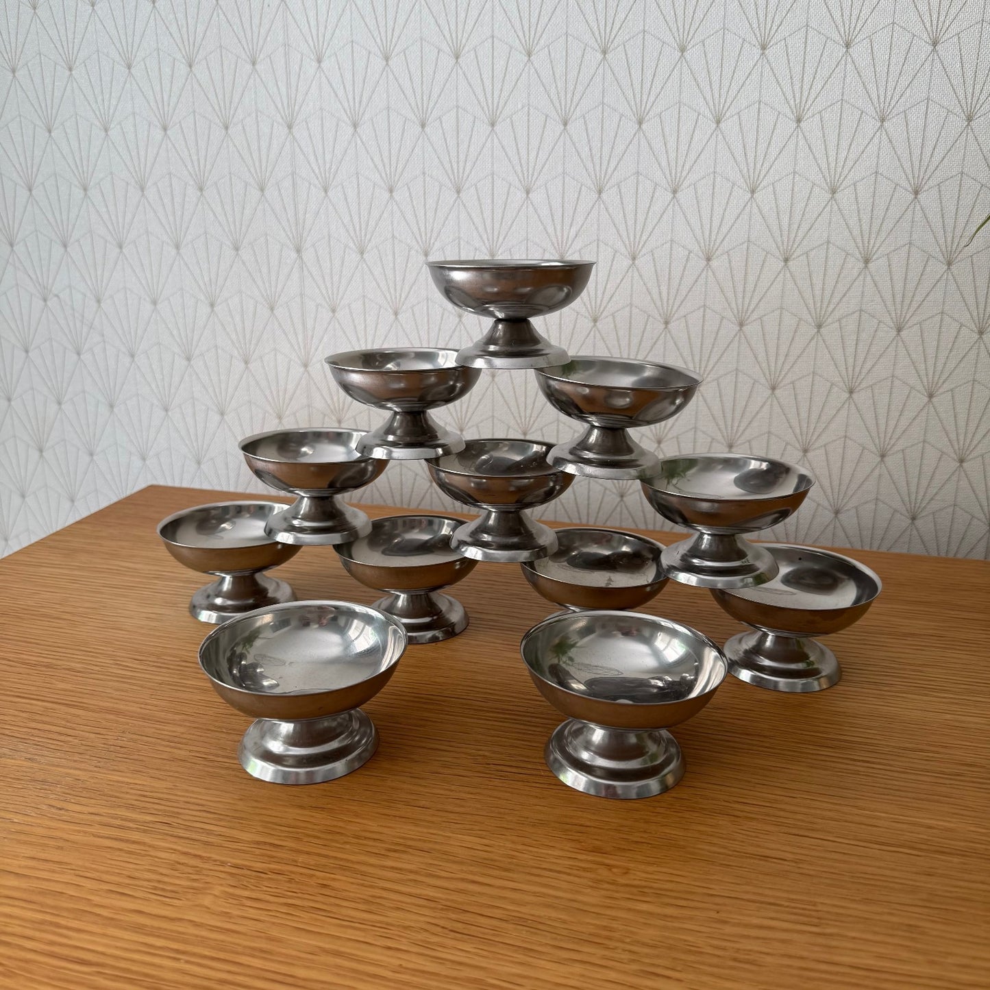 Set Of 12 Vintage Inox European Stainless Goblet Ice Cream Cup 0807252 Stainless
