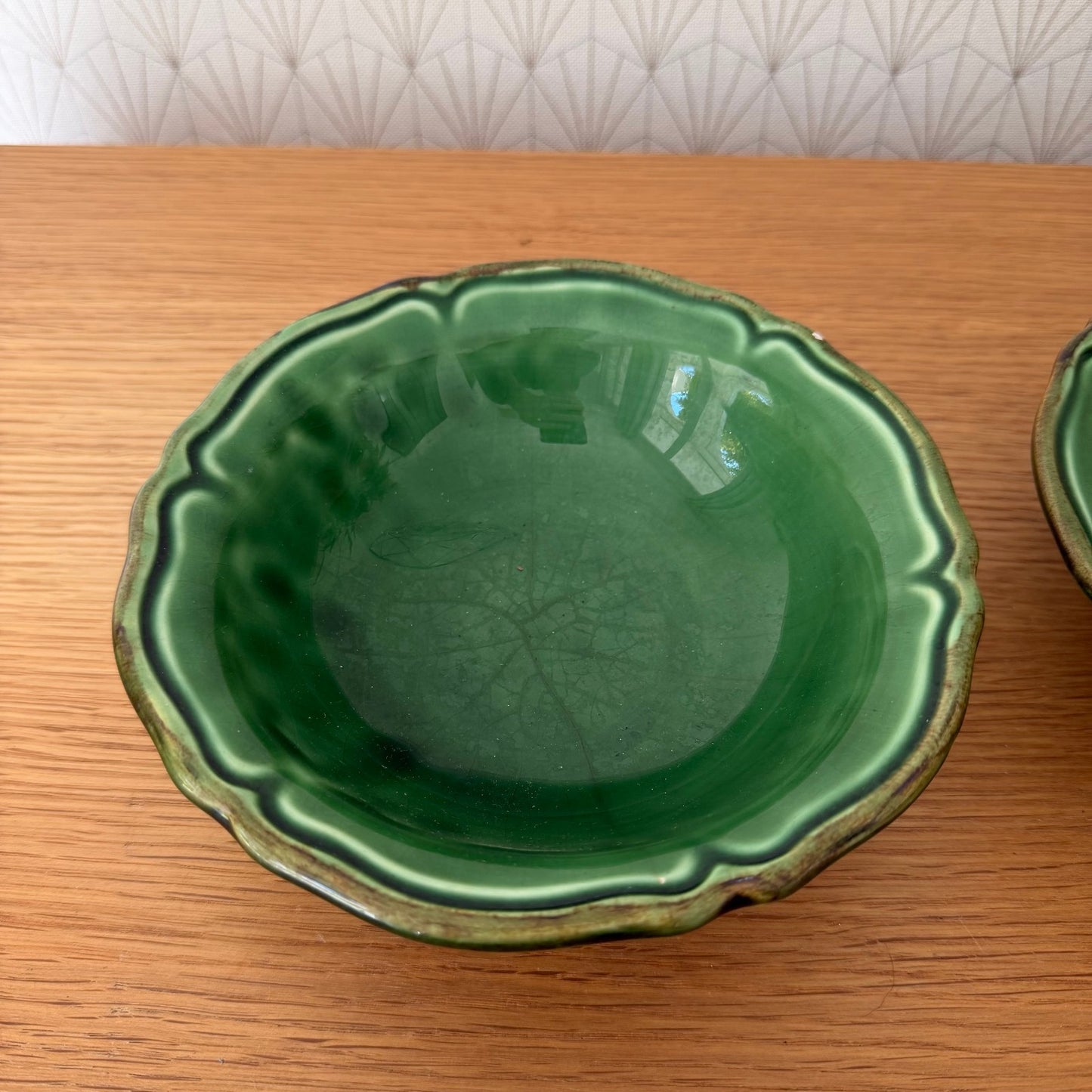 Atelier Du Sage France Soup Bowls Set of 2 Hand Painted Green Dieulefit 201026 Atelier Du Sage