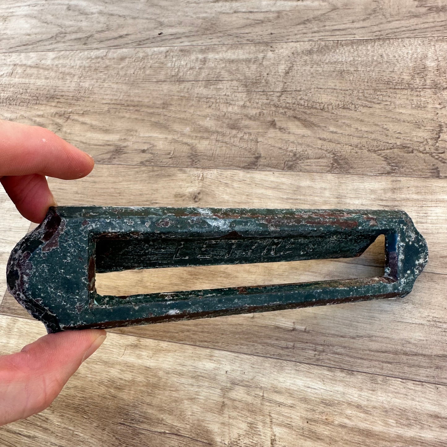 Vintage French Door Letterbox Cast Iron Mail Slot Green Paint 2109232 Unbranded