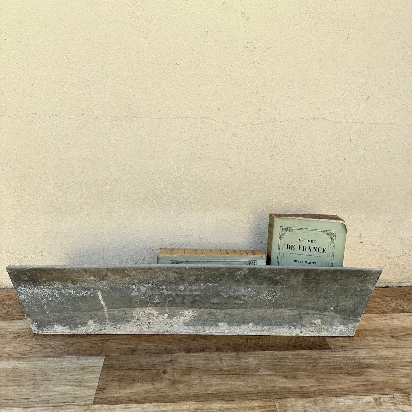 Vintage French Primitive Zinc Metal Country Farm Feeder Planter 1906232 shelf - Fleamarketfrance