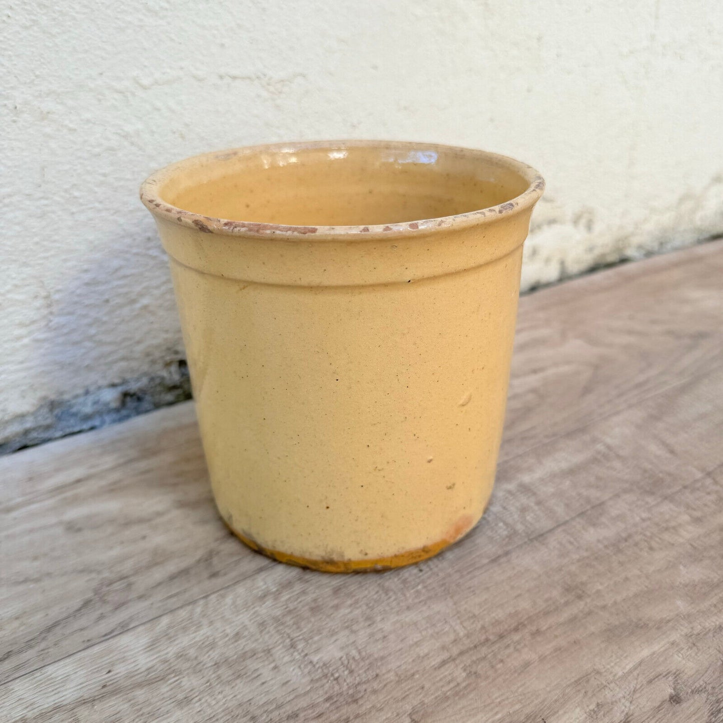 HANDMADE GLAZED YELLOW ANTIQUE FRENCH CONFIT POT TERRACOTTA 1810238 - Fleamarketfrance