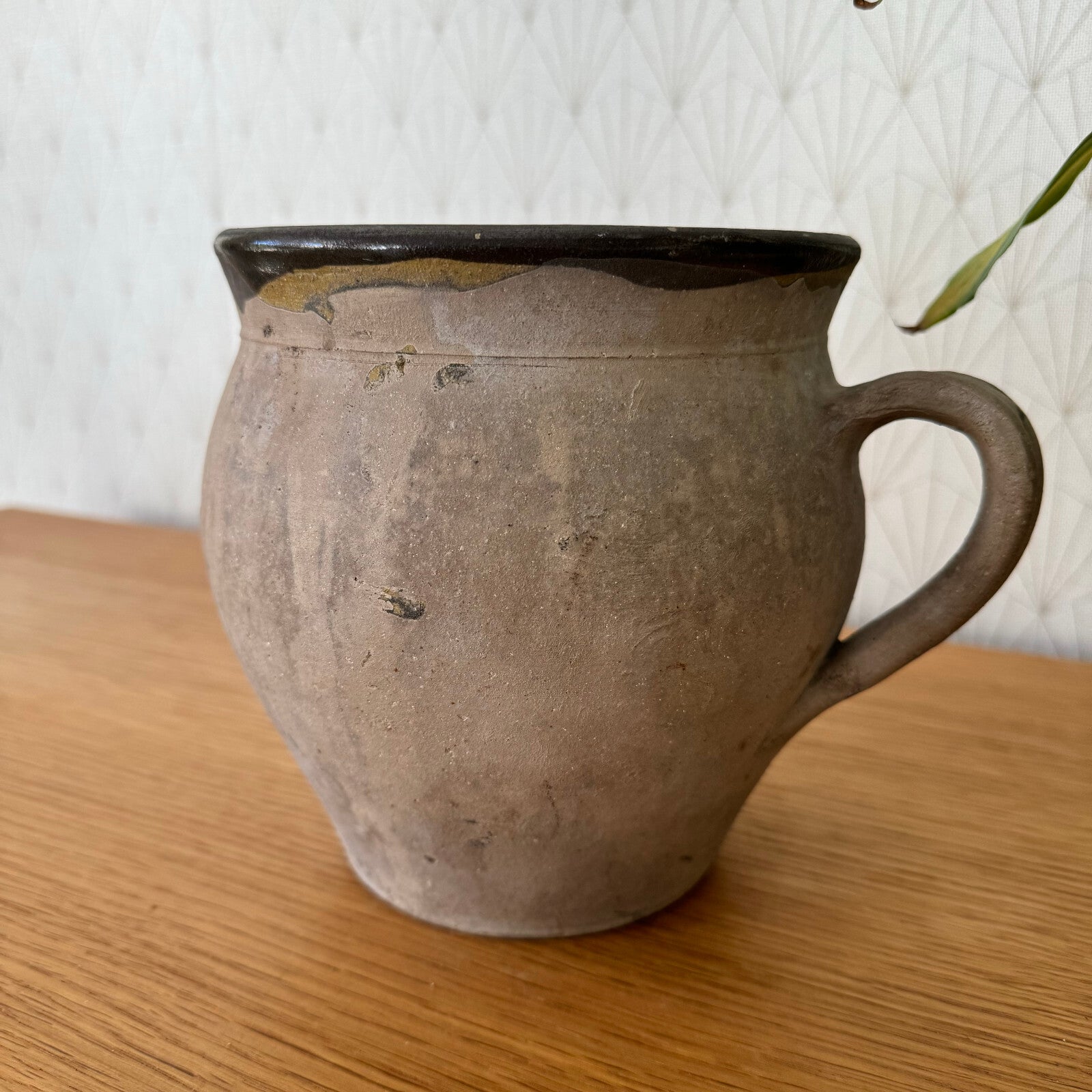 French Vintage Pottery Pitcher Stoneware Jug Rustic Farmhouse 15062418 Unmarked