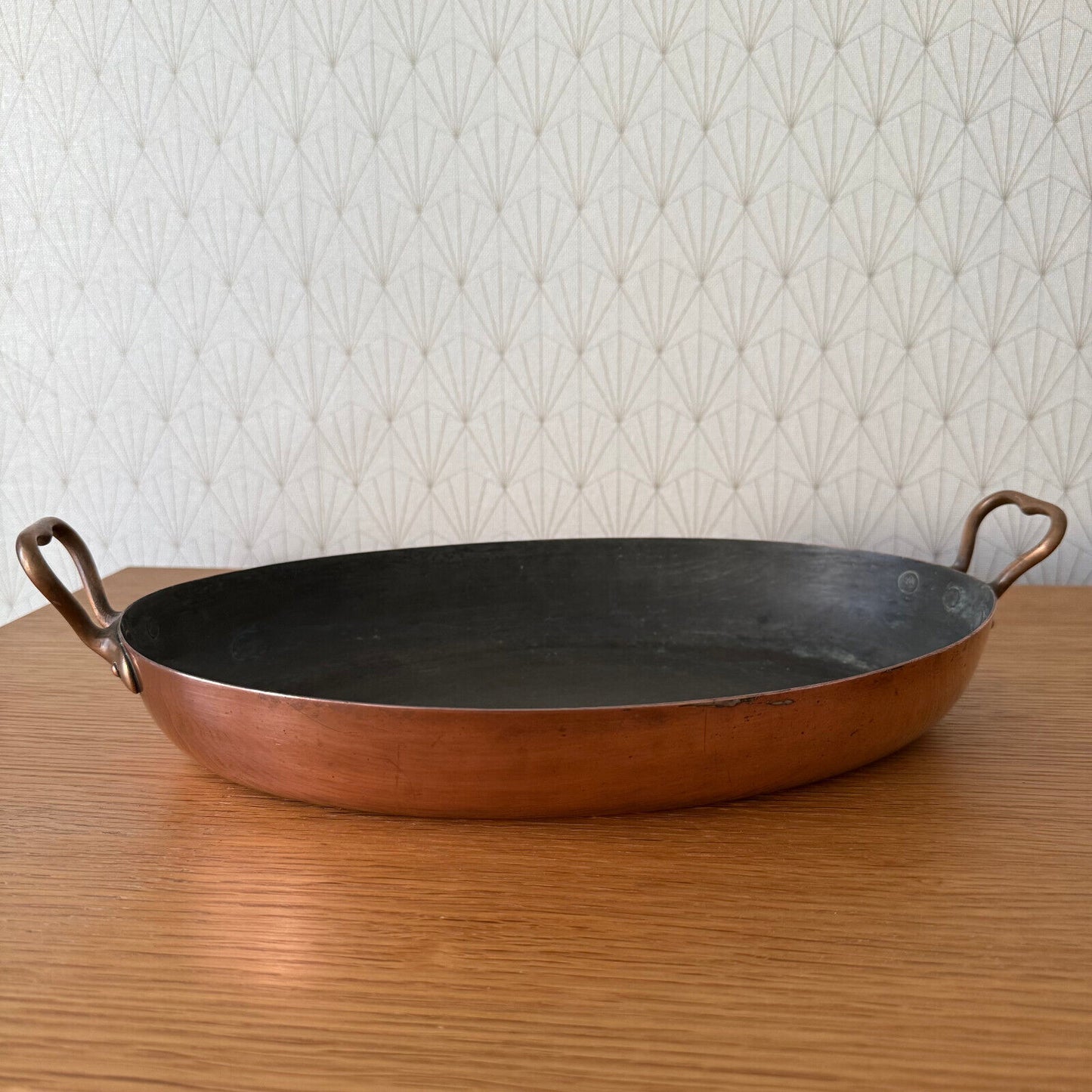 French Copper Cookware gratin Pan Brass oval made france 0304255