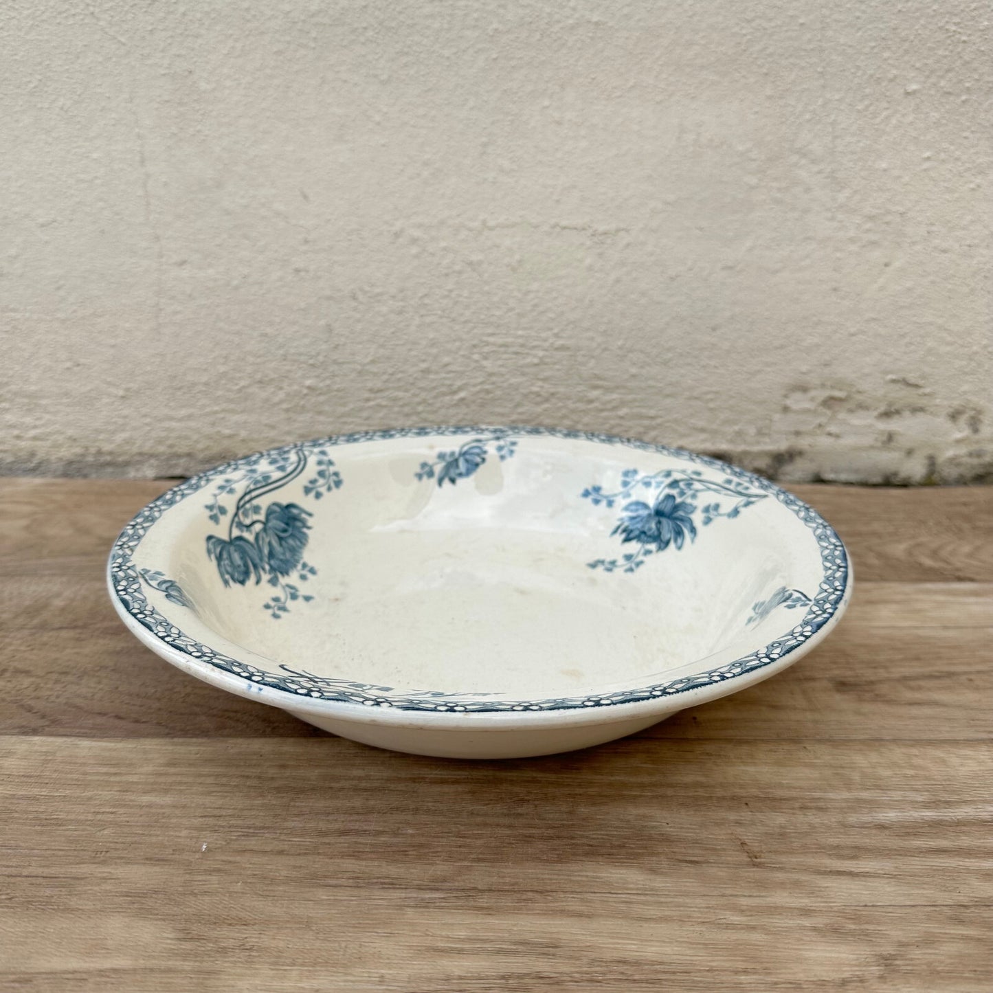 Antique French Faience Bowl Blue White Sarreguemines Royat 27cm 1209248 Fleamarketfrance