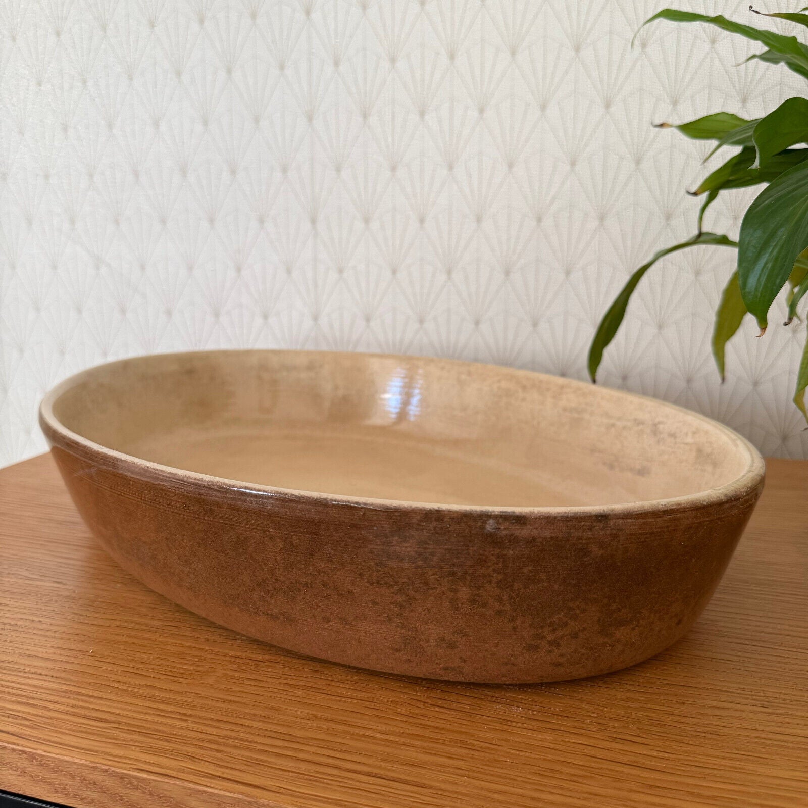 Vintage La Bourguignonne France Handmade French Bakeware 18” gratin 11112410 La Bourguignonne France