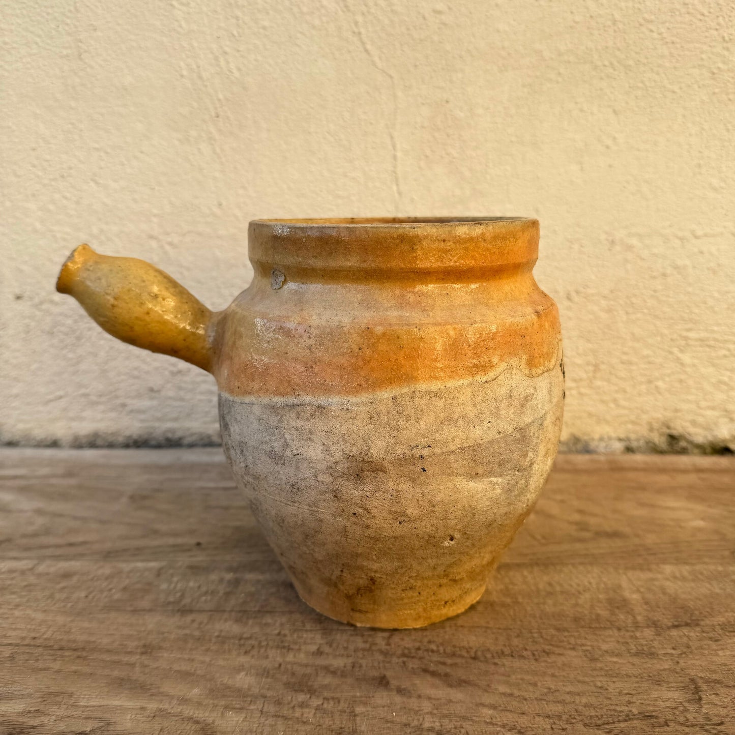 Antique French Stoneware Pot Vintage Cooking Pottery Rustic Kitchen 1302253 Unmarked