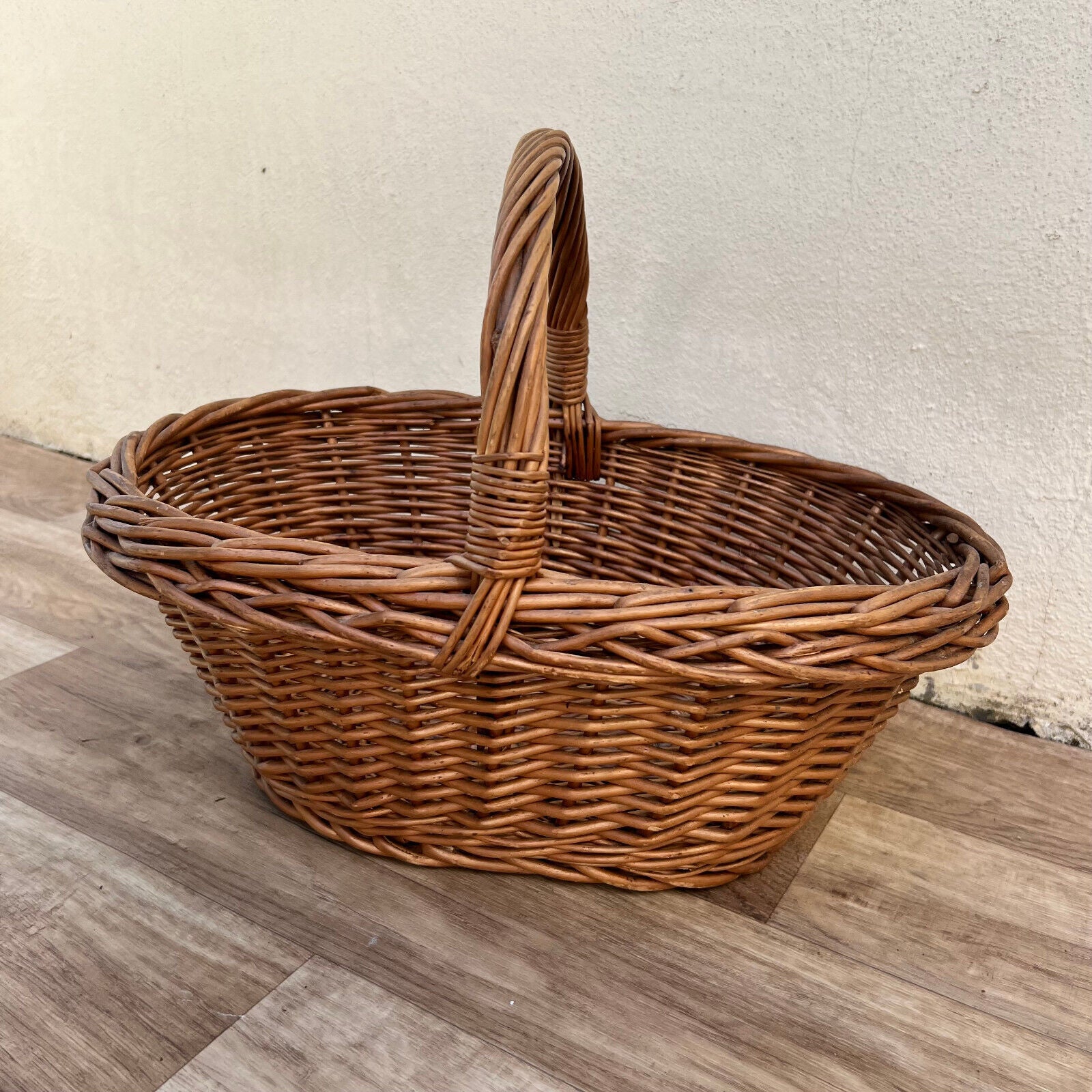 French Wicker Basket market fruits Chic Vintage Woven Rattan 1510228 - Fleamarketfrance