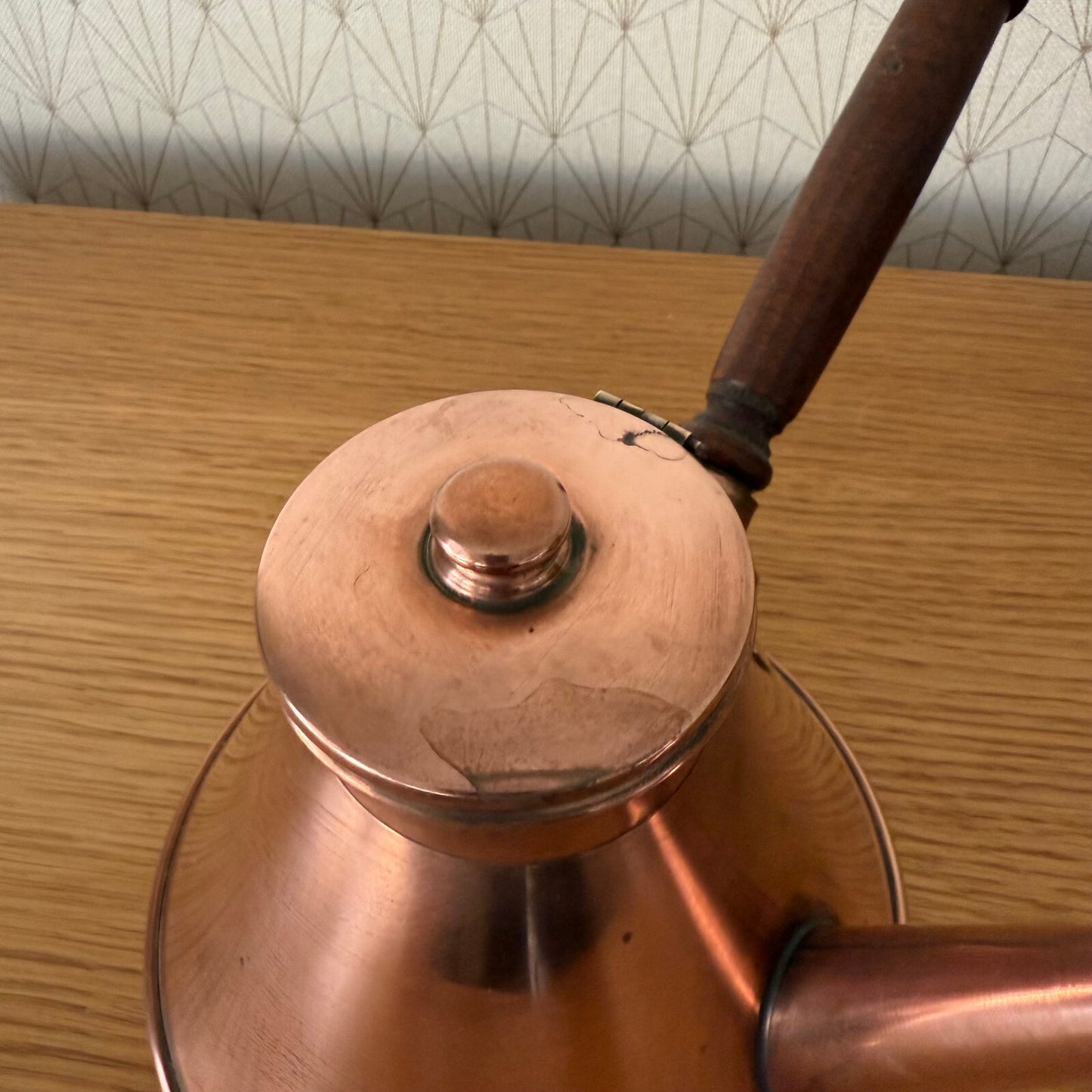 Vintage French Copper Chocolate Pot Wooden Handle Villedieu 0304254 Fleamarketfrance